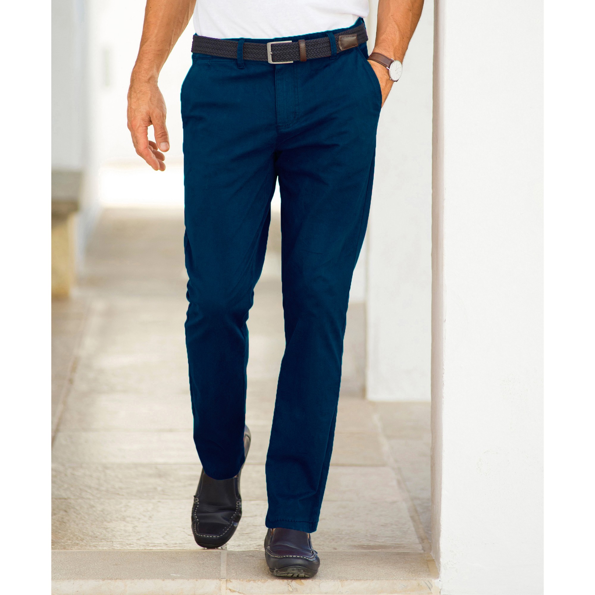 Pantalon Chino Uni Sergé Stretch Grand Confort - Blancheporte