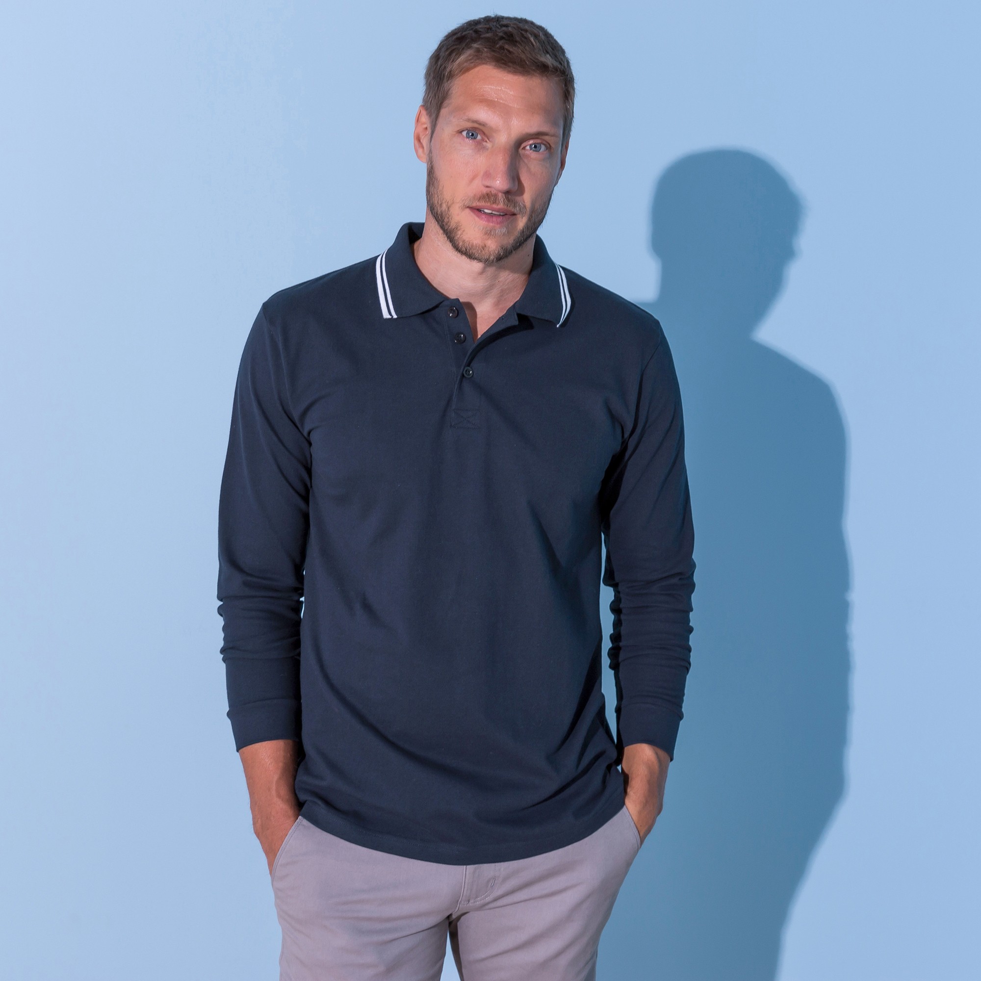 Polo Uni Maille Piquée Manches Longues - Blancheporte