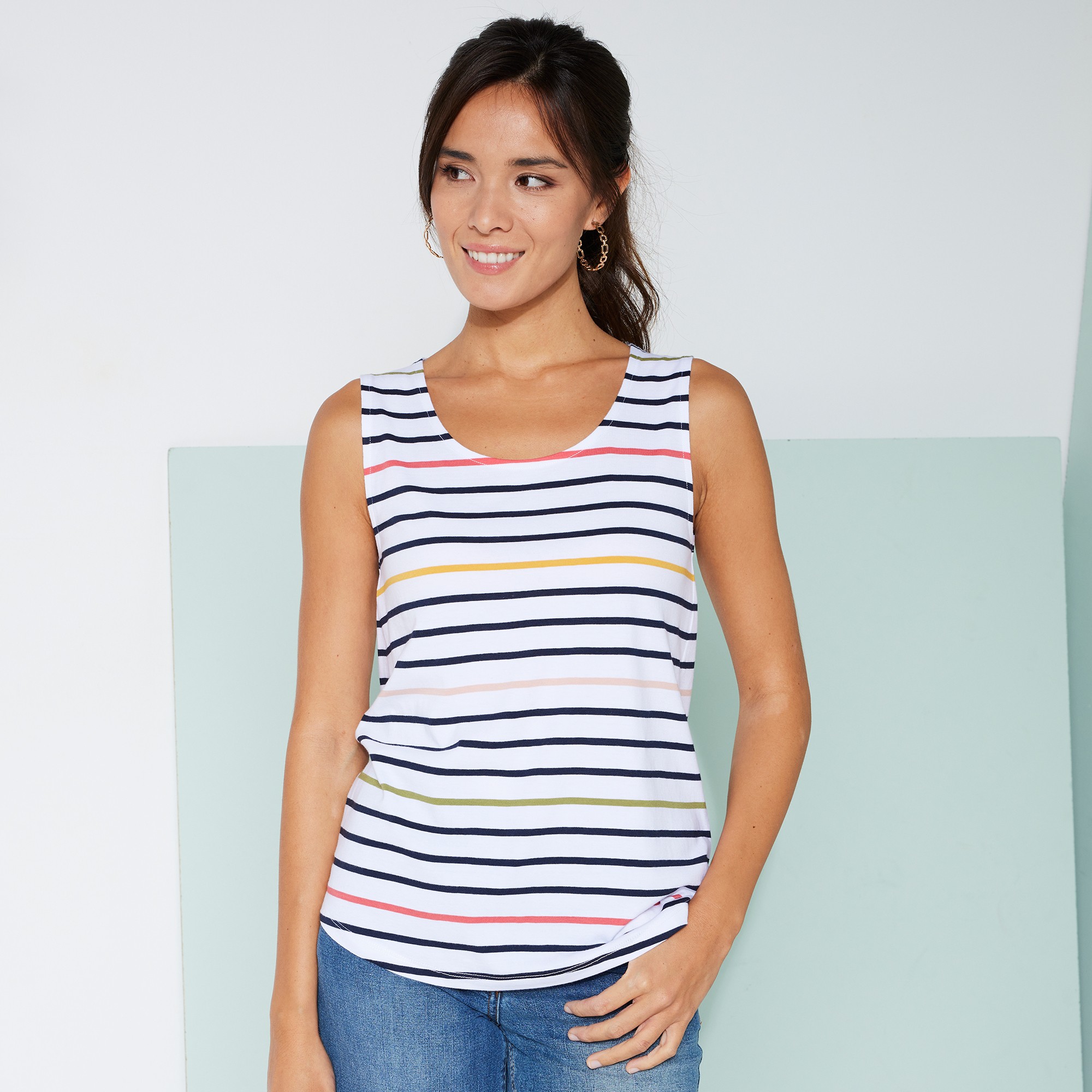 Débardeur Larges Bretelles Rayé - Blancheporte