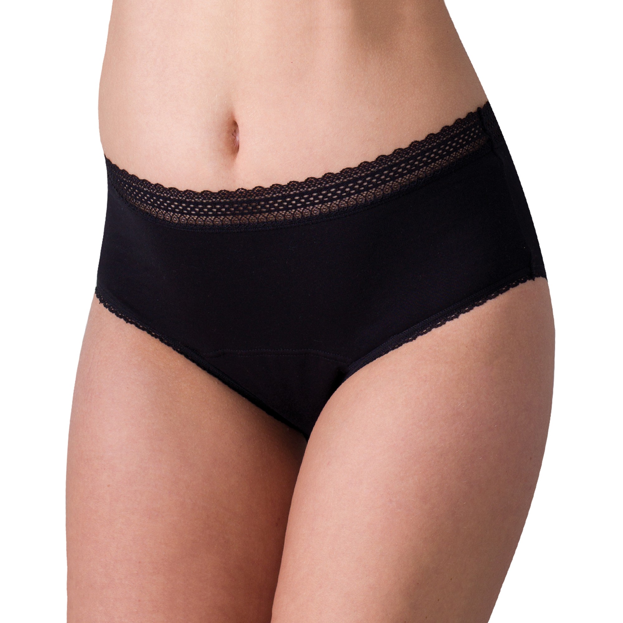 Culotte menstruelle forme maxi - coton issu de l'agriculture biologique - 48/50 - Noir - Athena