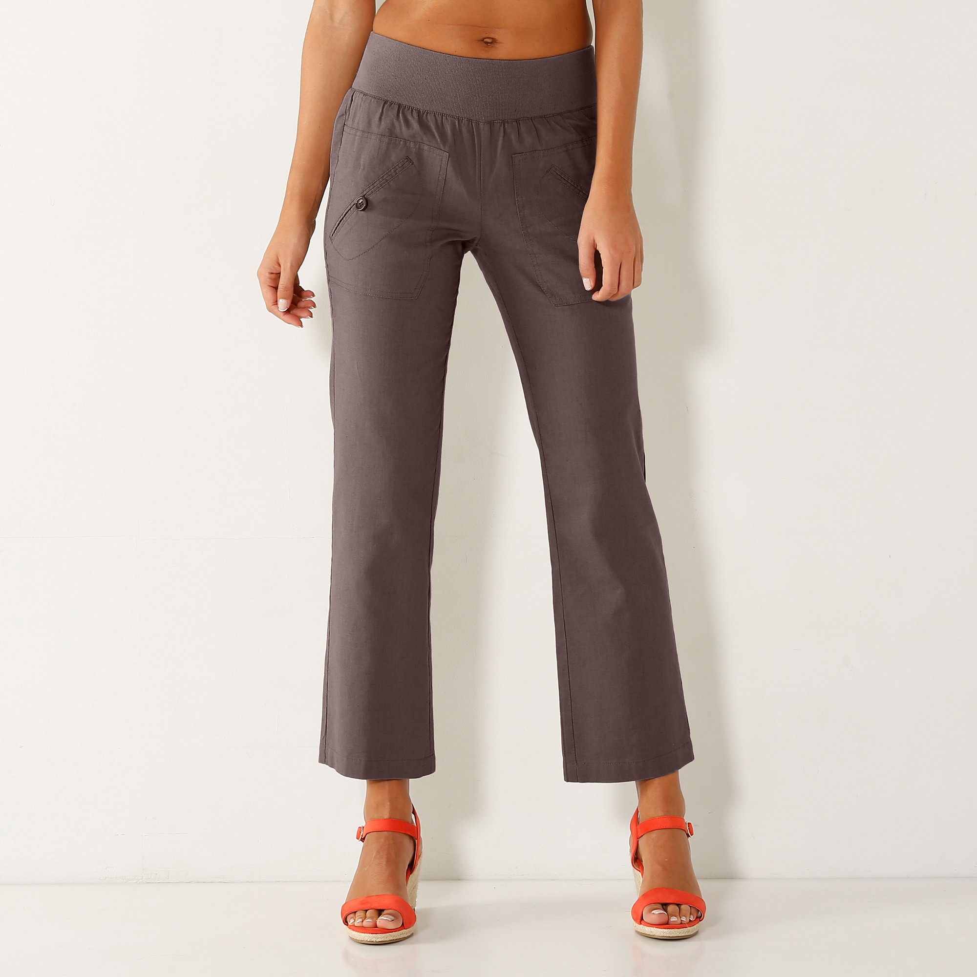 Pantalon lin shop taille elastique femme