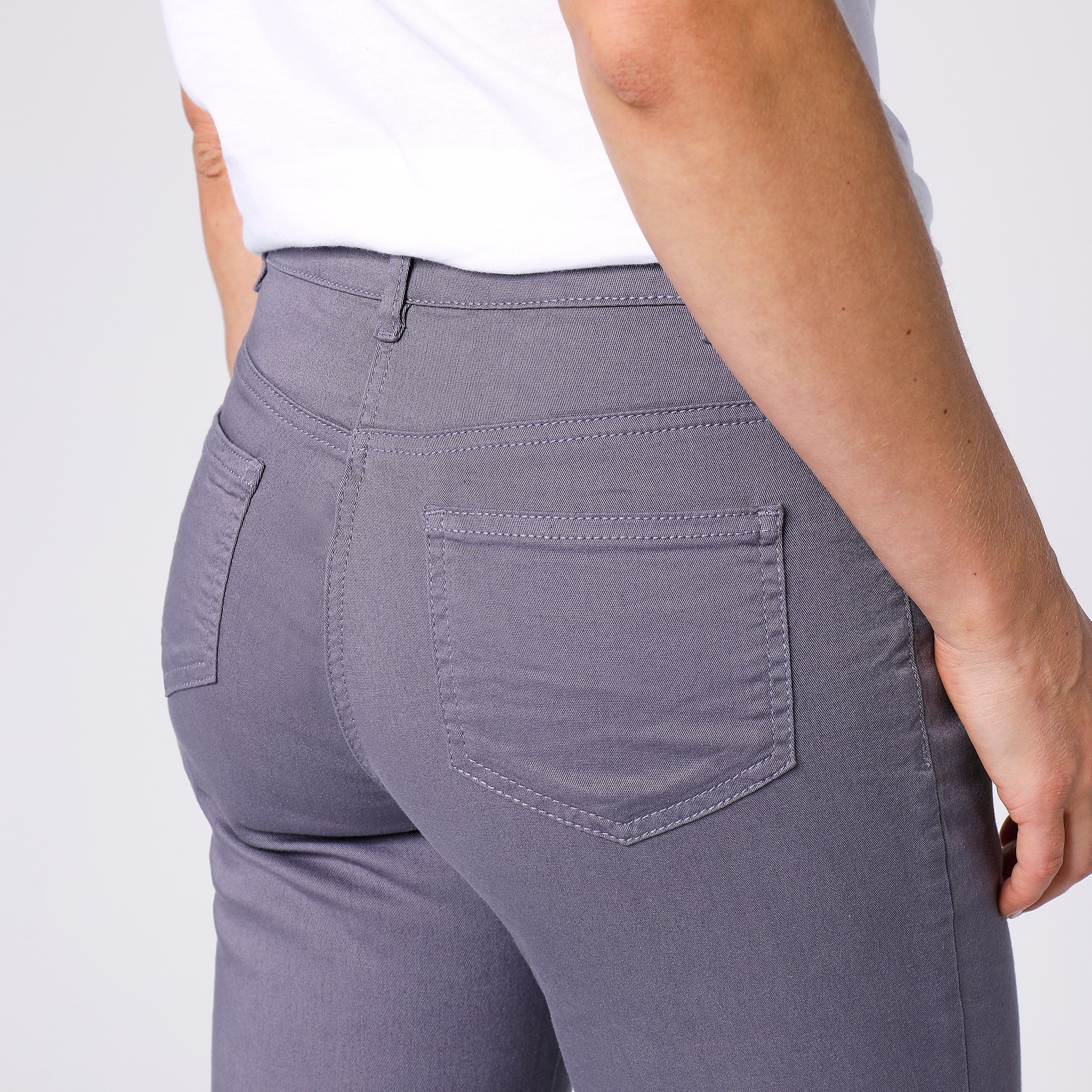 Pantalon effet ventre plat coton extensible gris Blancheporte