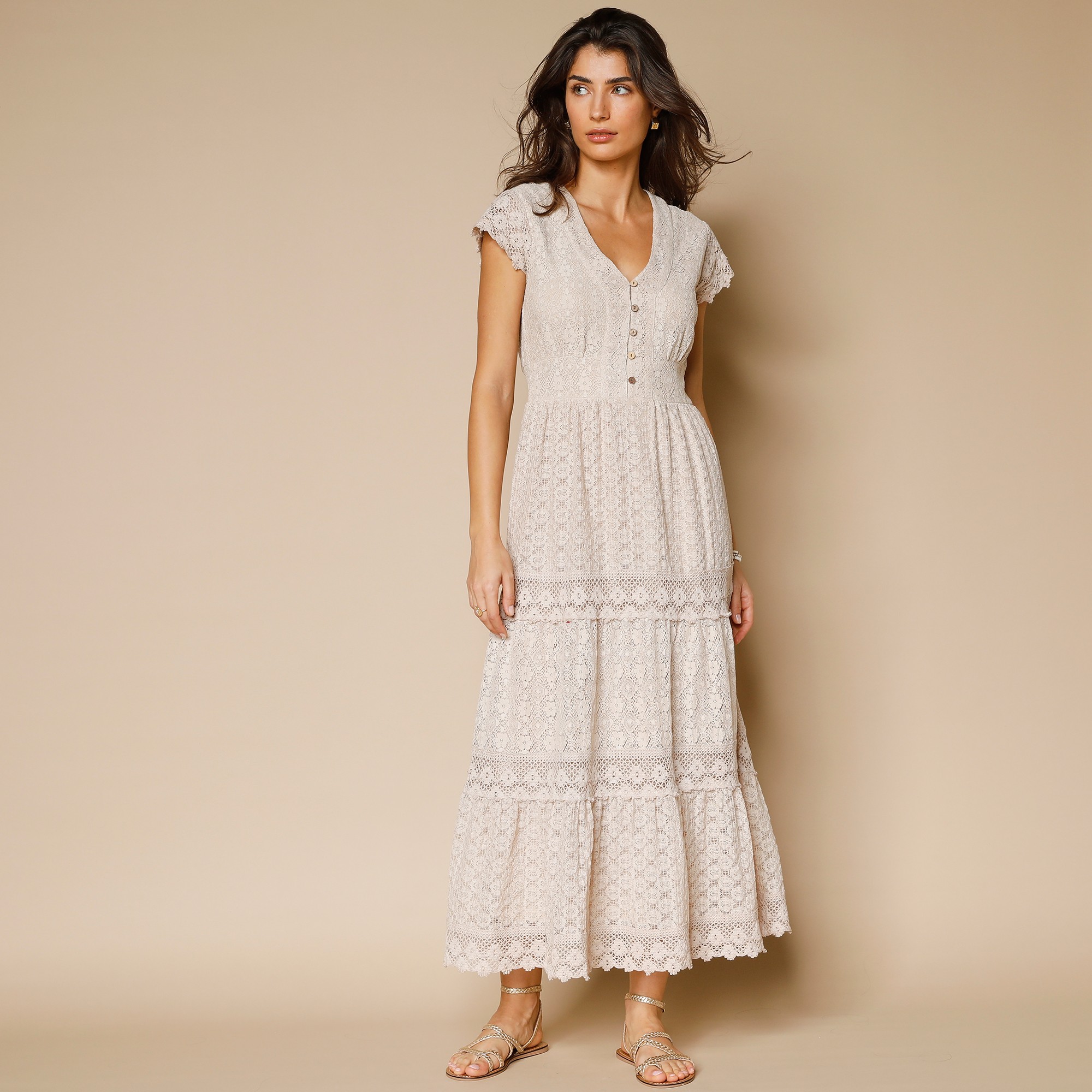 Robe Longue Dentelle Macramé - Lora Zellini