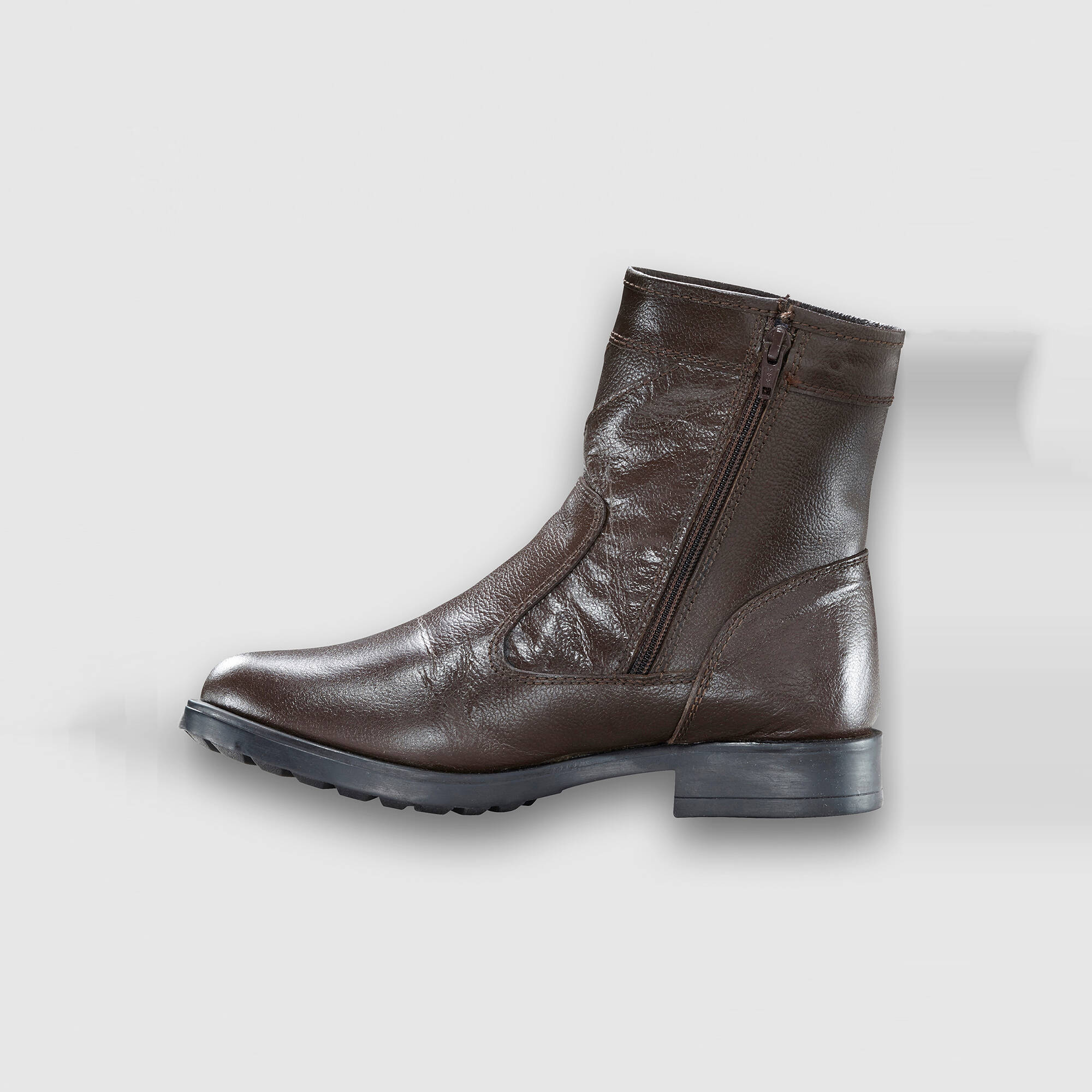 Botillons zippés cuir fourrés laine - jusqu'au 46 - Blancheporte