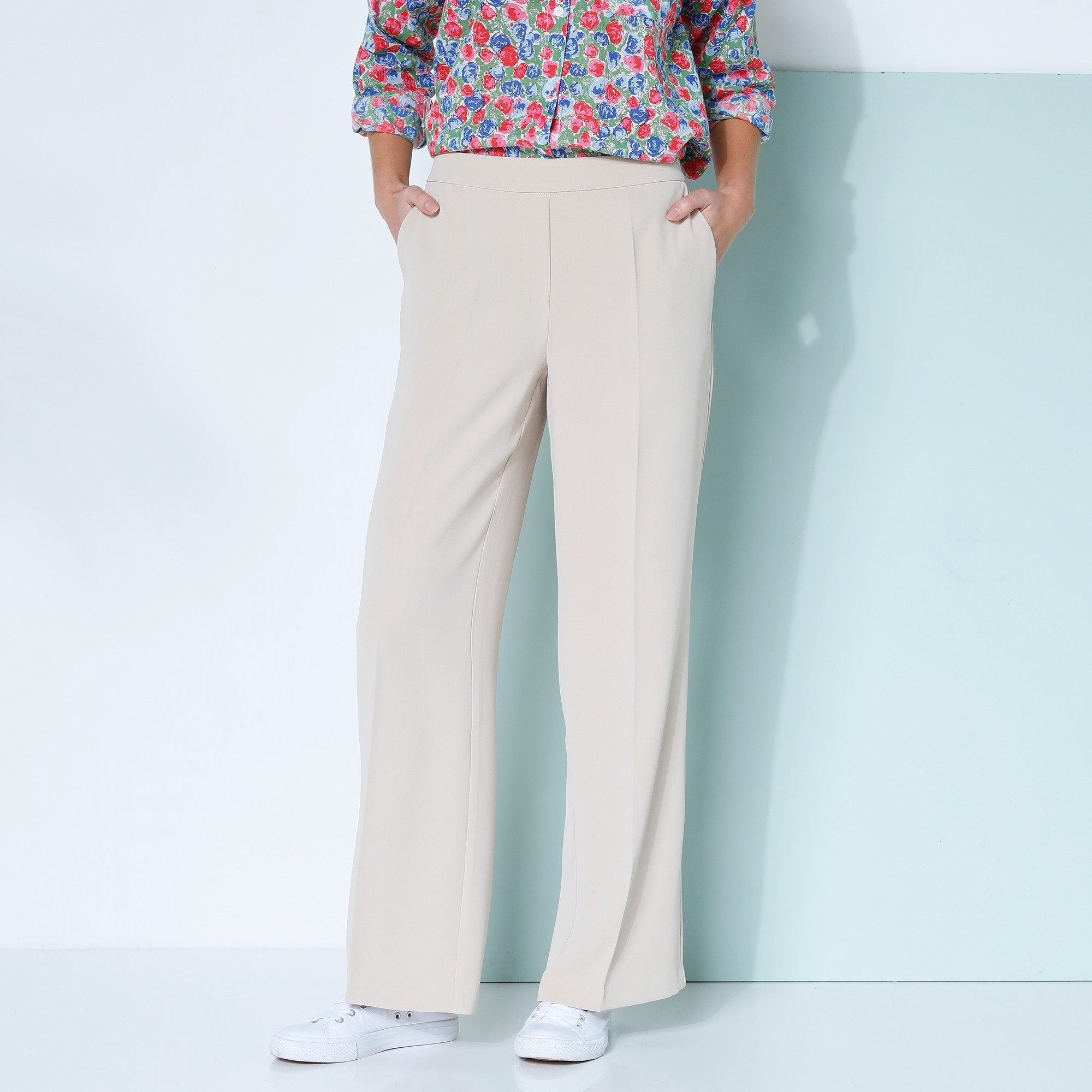 Pantalon Large Taille Élastiquée, Crêpe - Blancheporte