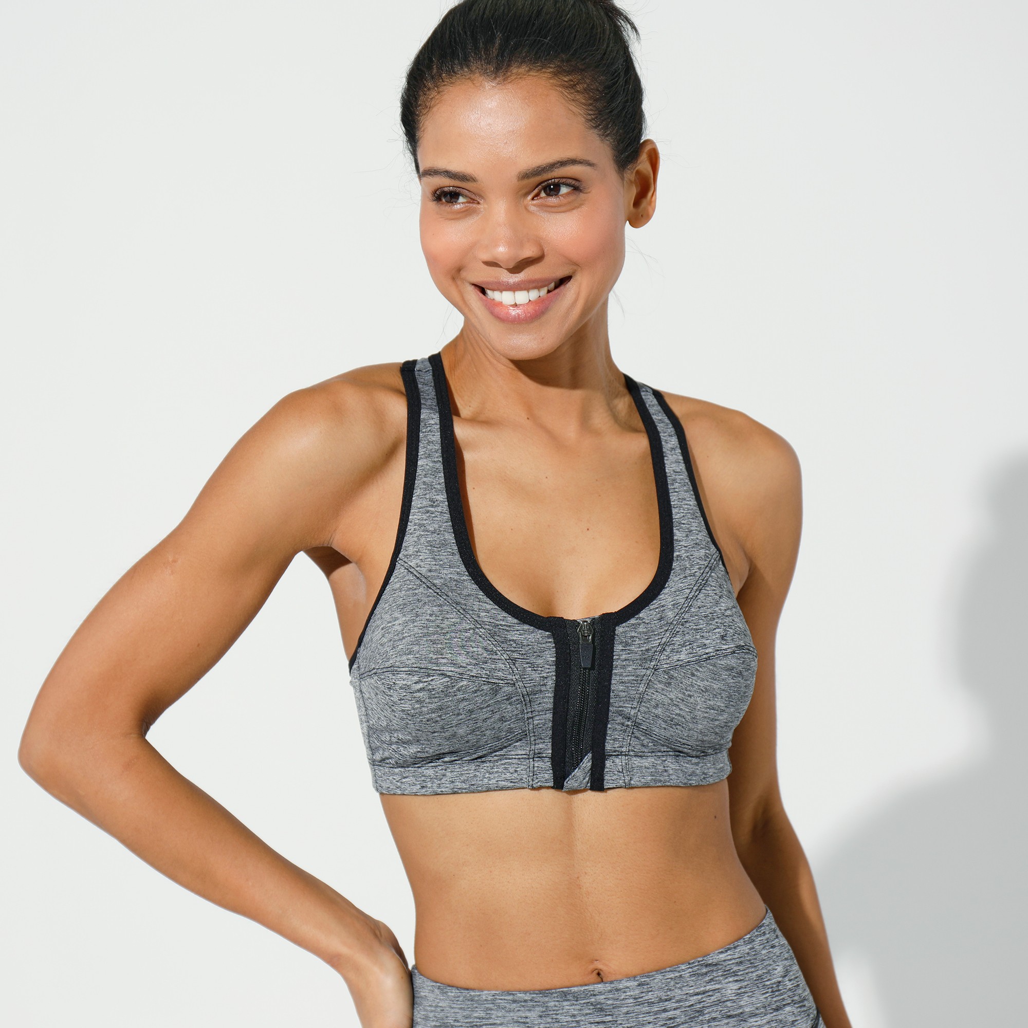 Soutien-gorge Microfibre Imprimée Spécial Sport, Zippé Devant - Sans Armatures - Blancheporte