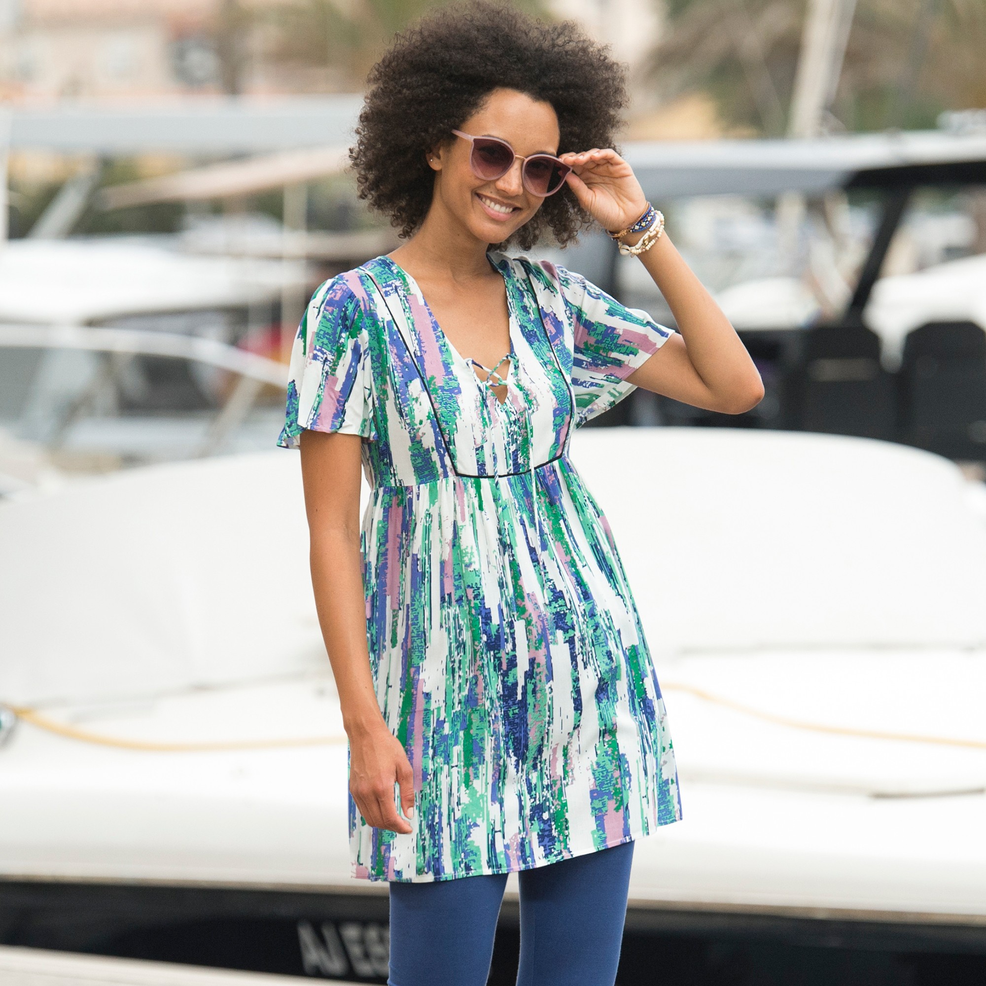 Tunique Col V Lacé - Blancheporte