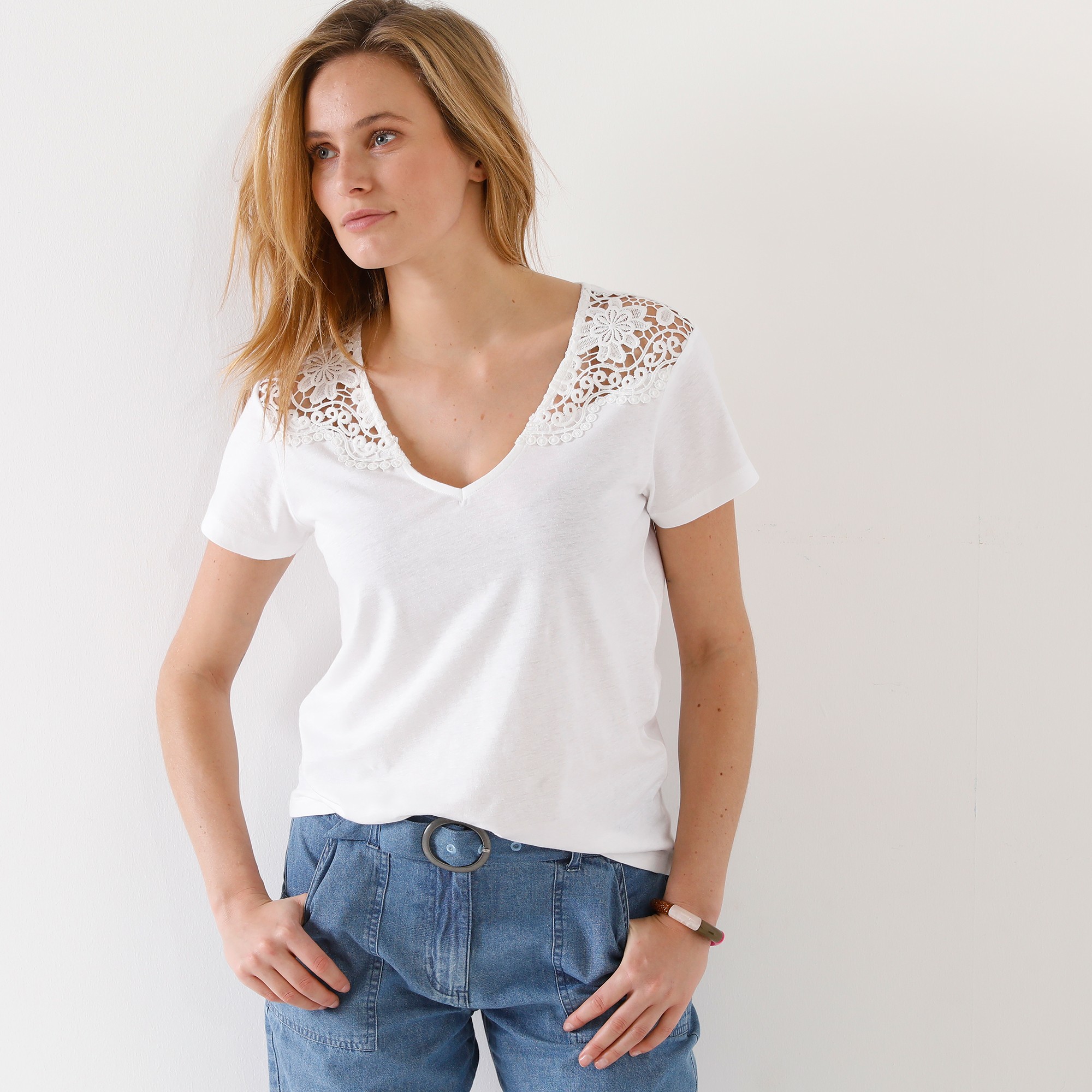 T-shirt Fantaisie Avec Macramé - Blancheporte