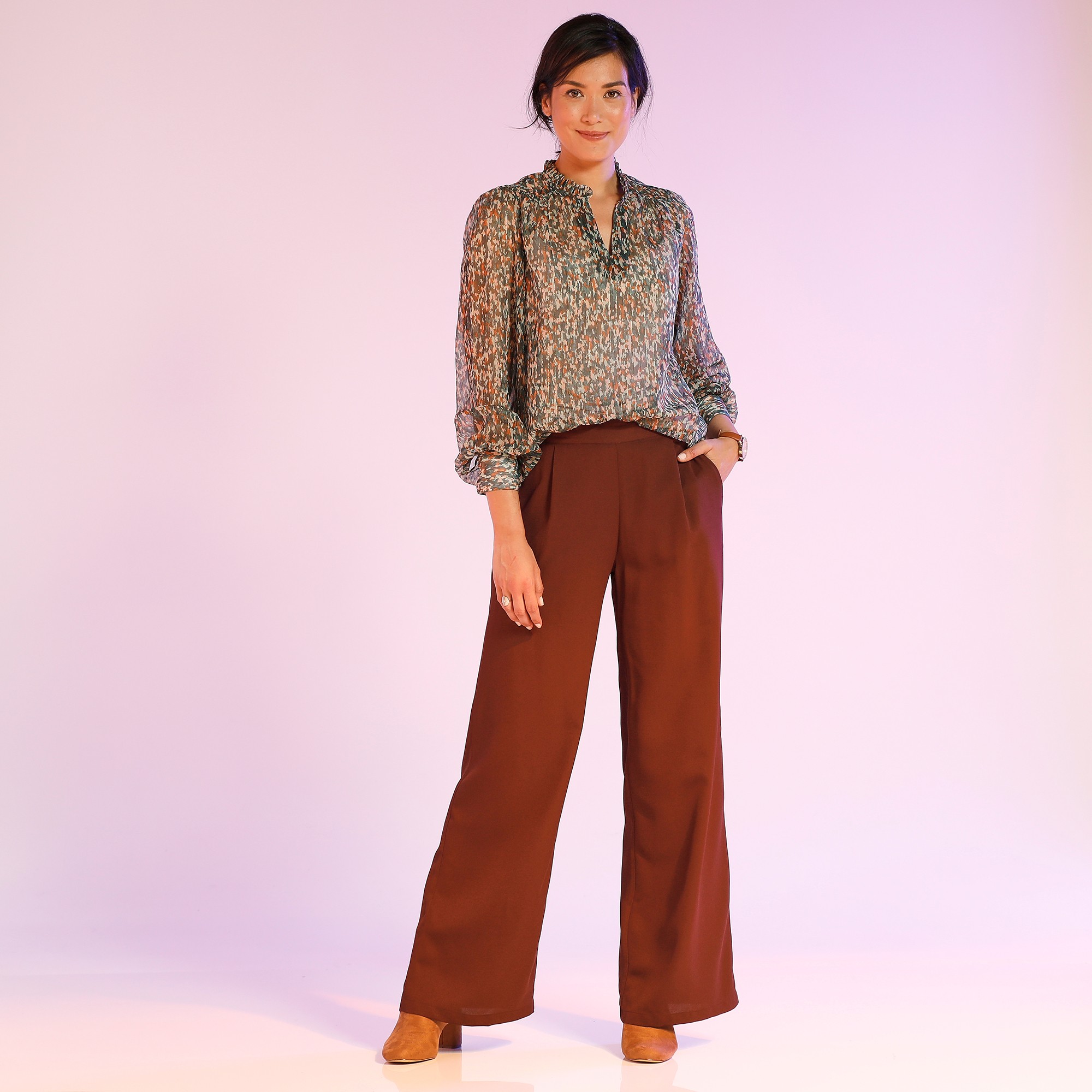 Pantalon Large En Cre?pe Fluide - Dos E?lastique? - Blancheporte