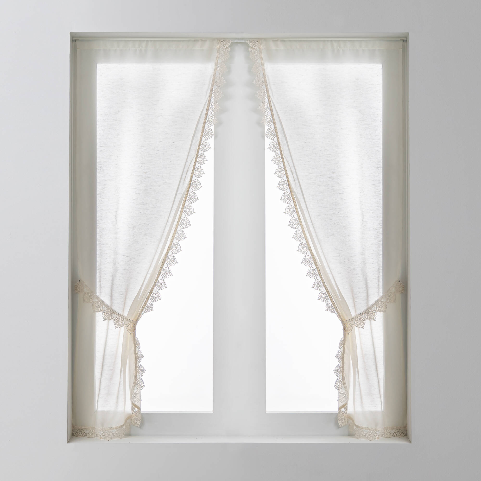 Rideau macramé finition passe-tringle embrasse assortie - la paire - Blancheporte