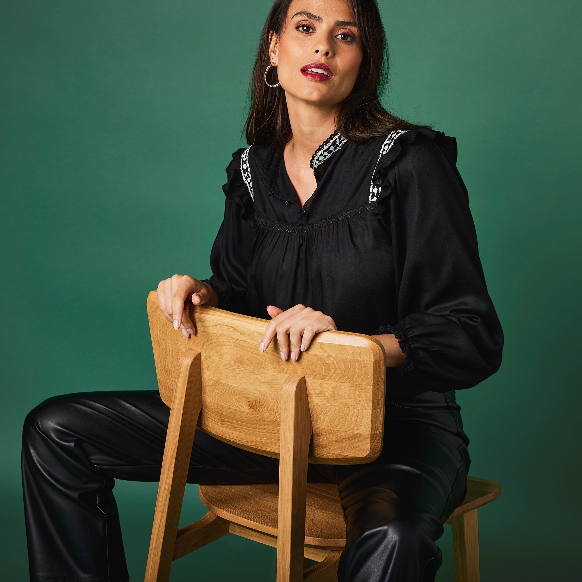 Blouse Brodée Fluide Unie - Blancheporte