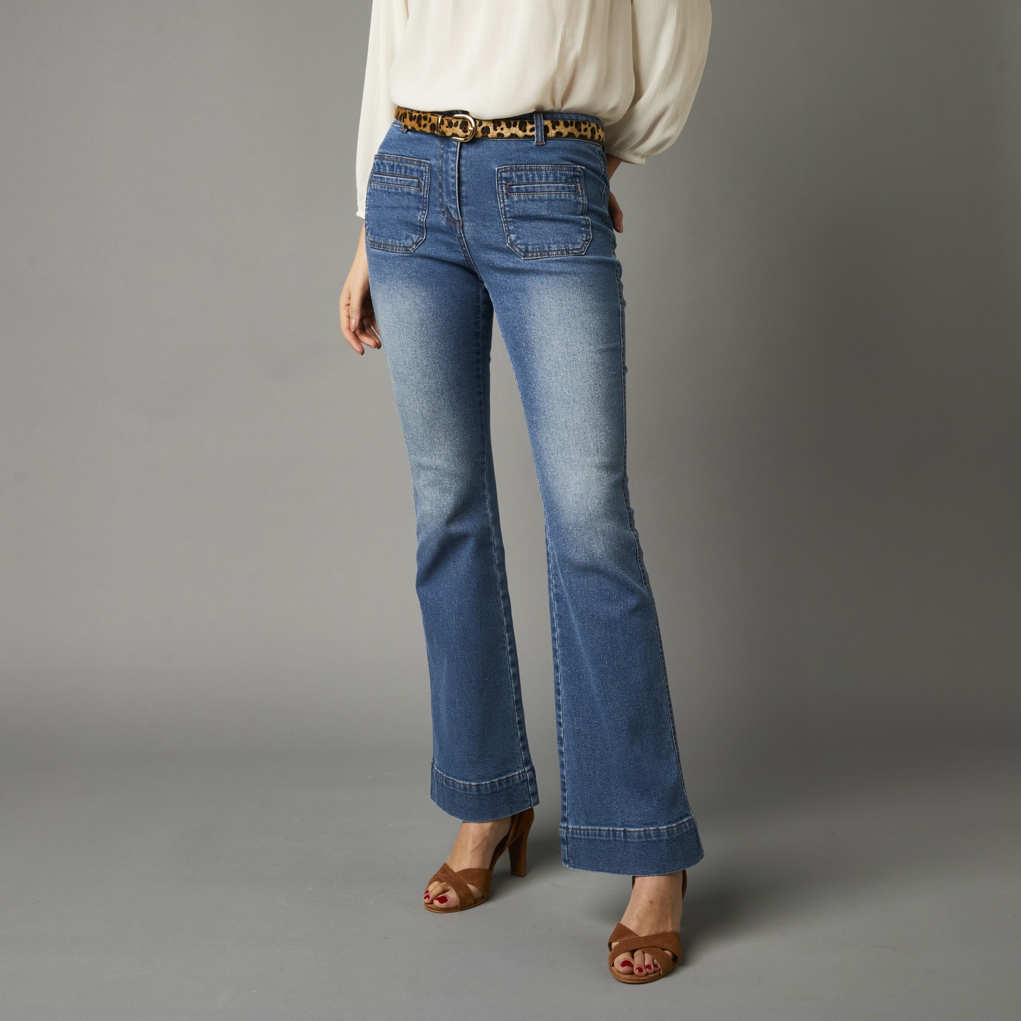 Jean Stretch Coupe Flare, Surpiqûres Contrastées - Blancheporte