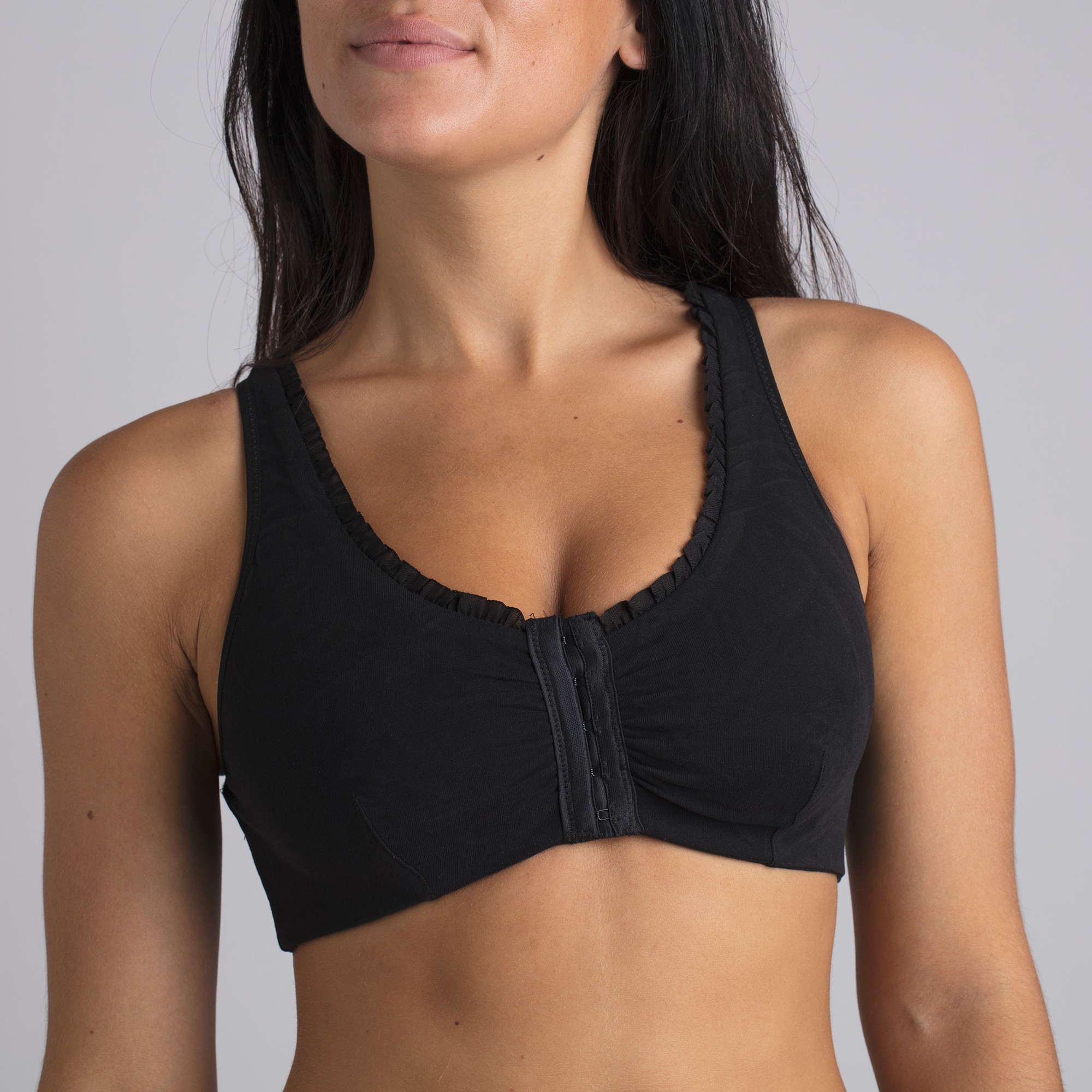 Brassière post-opératoire sans armatures- ouverture devant - Xxl - Noir - Coeur De Lys