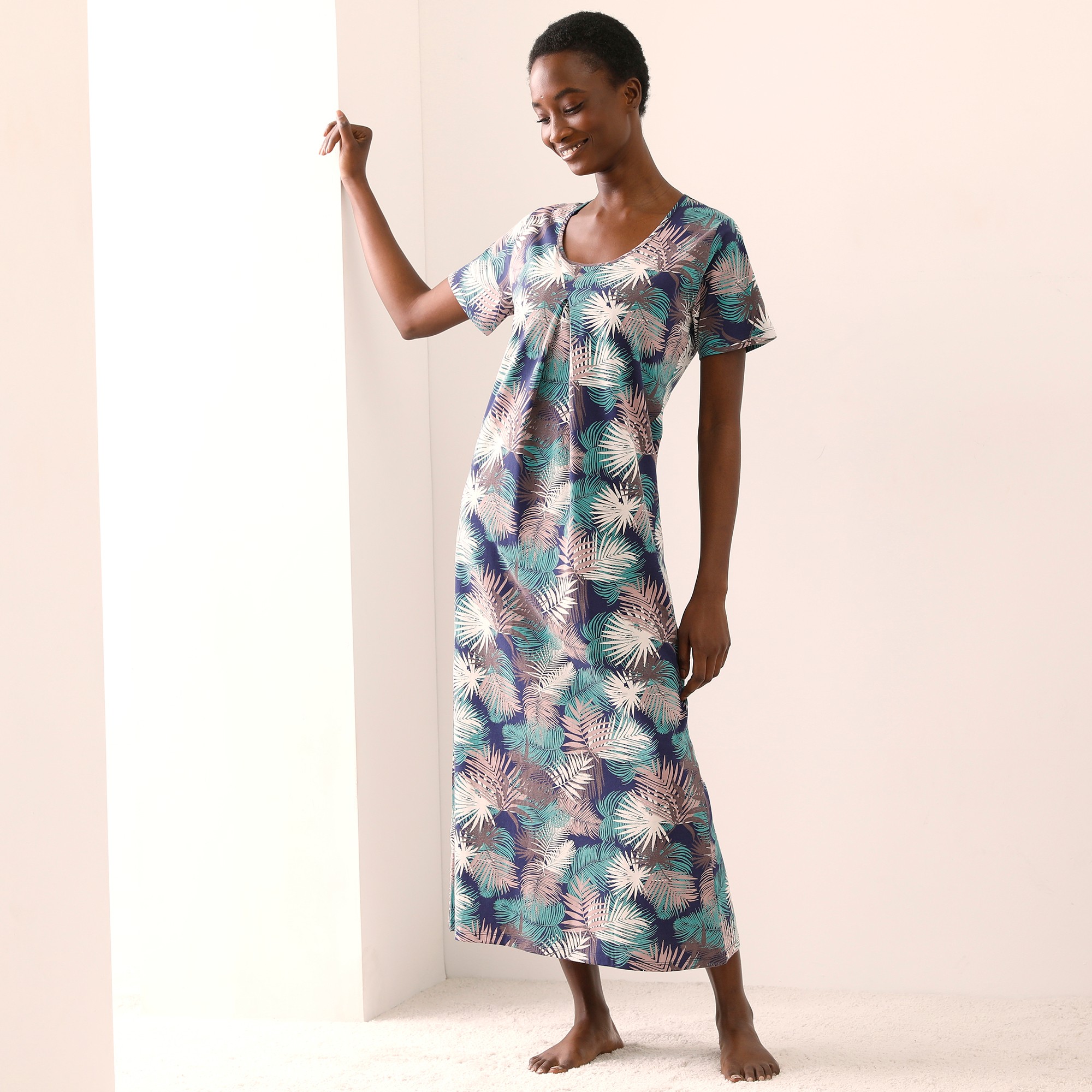 Chemise De Nuit Longue Tropical Imprimée - Blancheporte