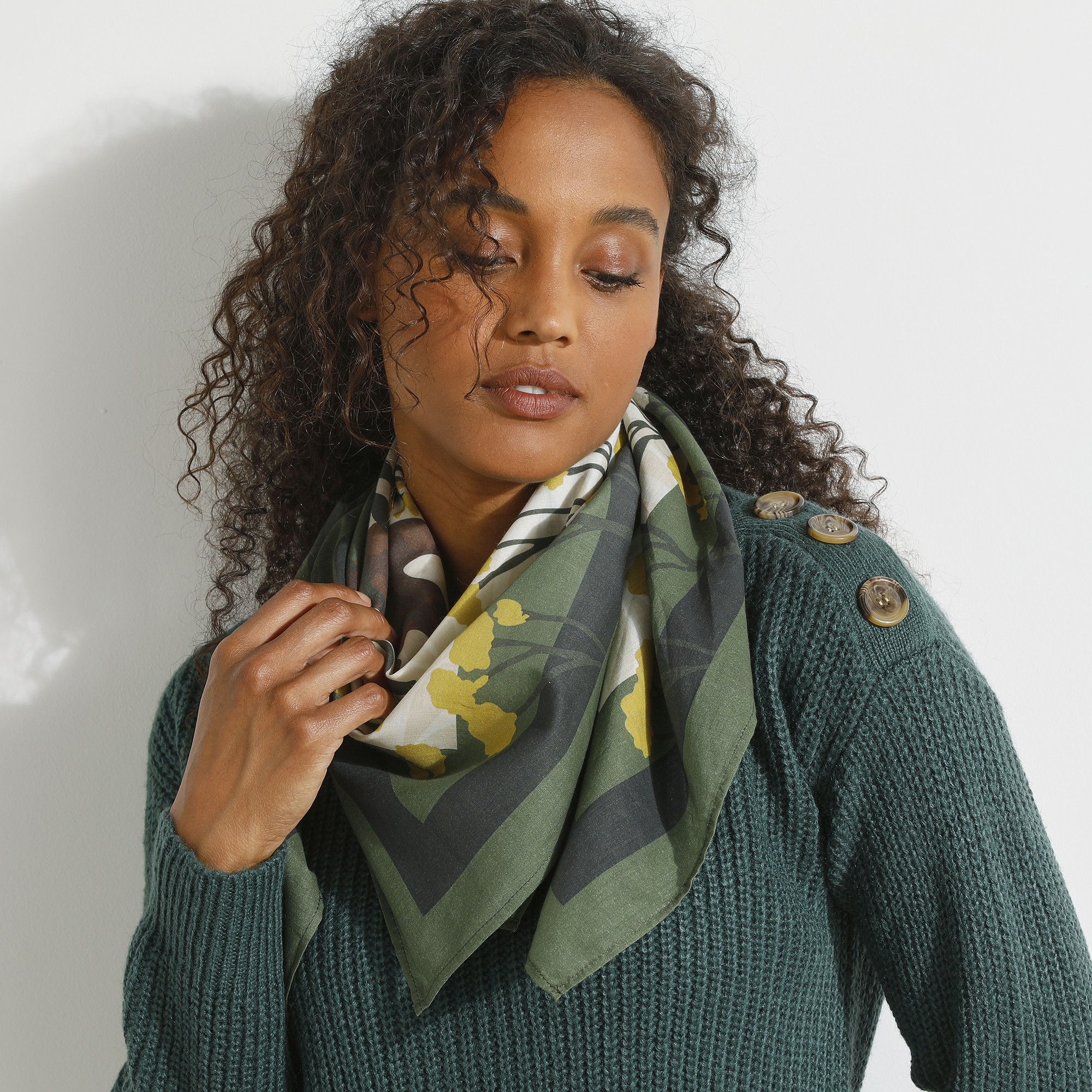 Foulard Confectionné En France Imprime? Oiseaux 100 X 100 Cm - Coton - Blancheporte