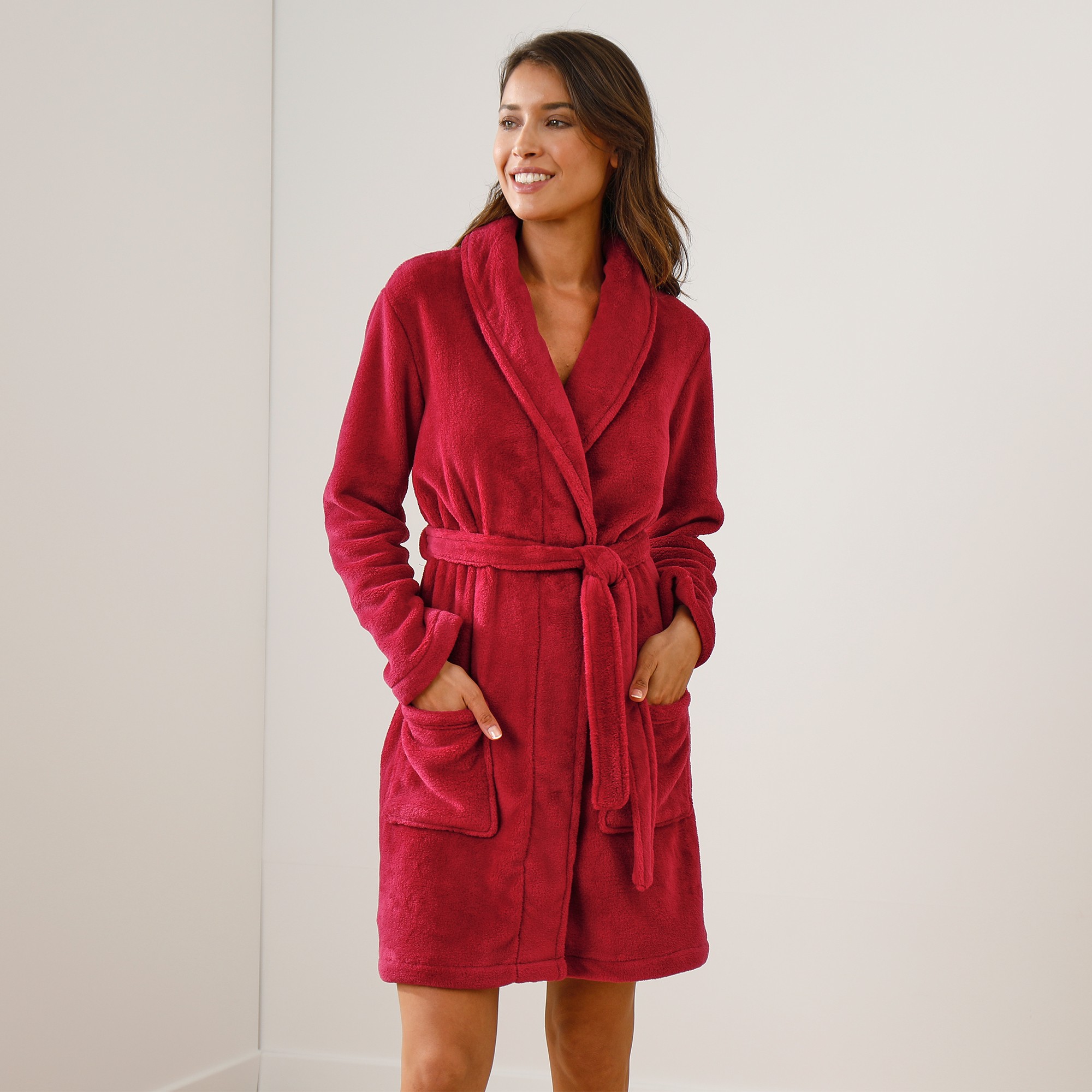 Peignoir Manches Longues Polaire Uni Toucher Peluche Longueur 92 Cm - Blancheporte