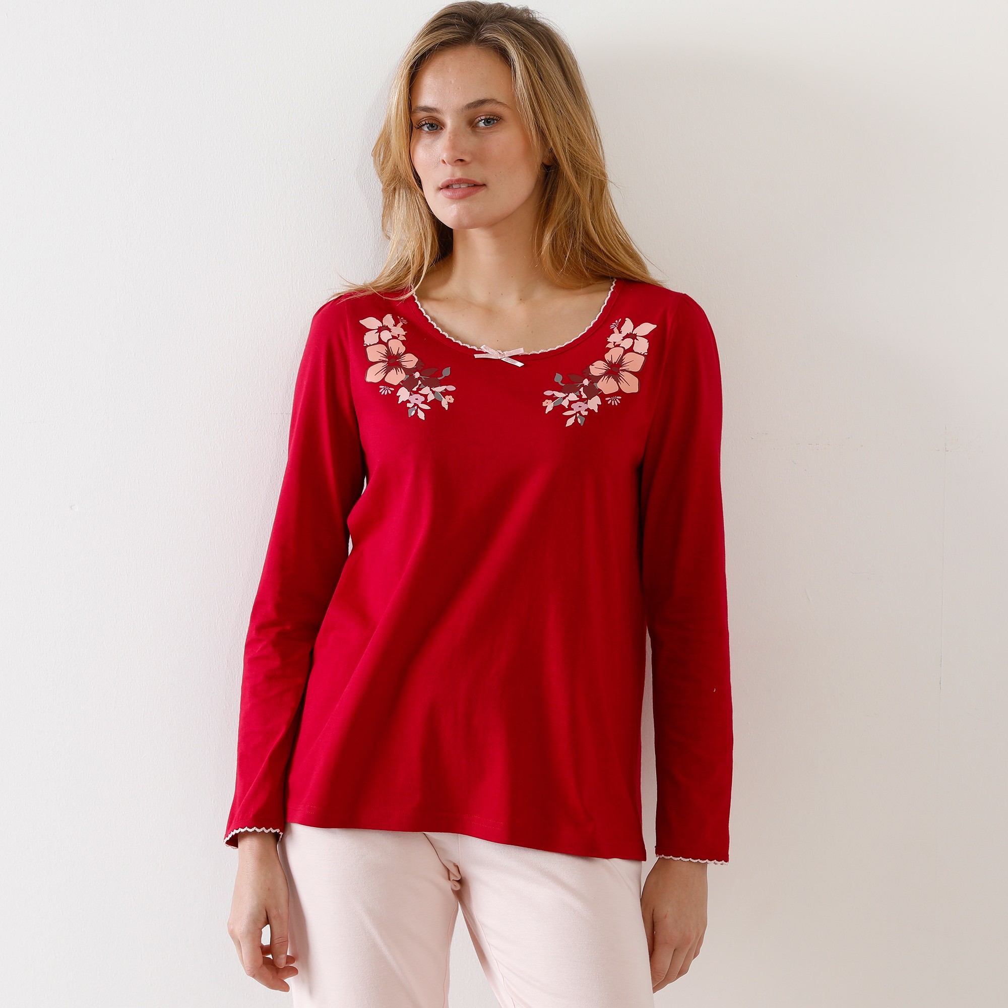 Tee-shirt Col Imprimé Bucolique - Manches Longues - Blancheporte