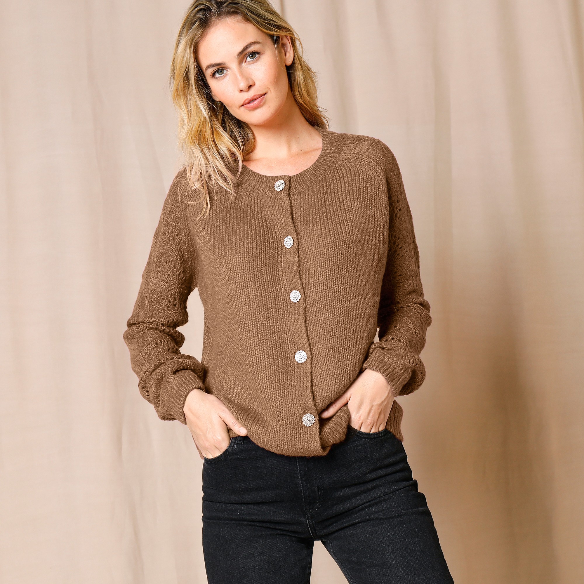 Gilet hot sale bouton bijoux