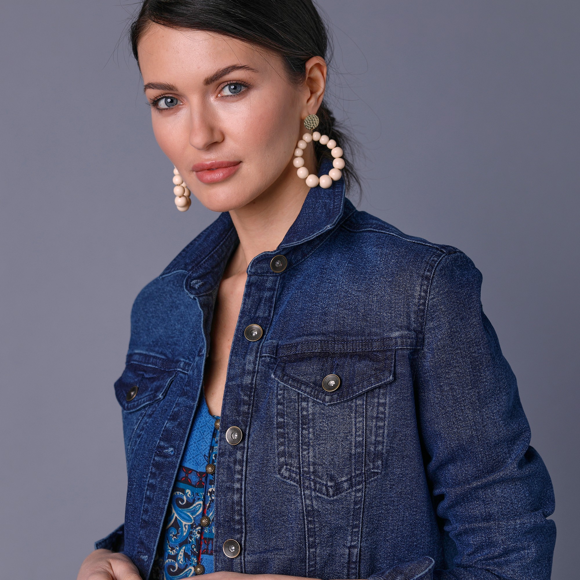Veste jean brod e dos stone cerise Blancheporte
