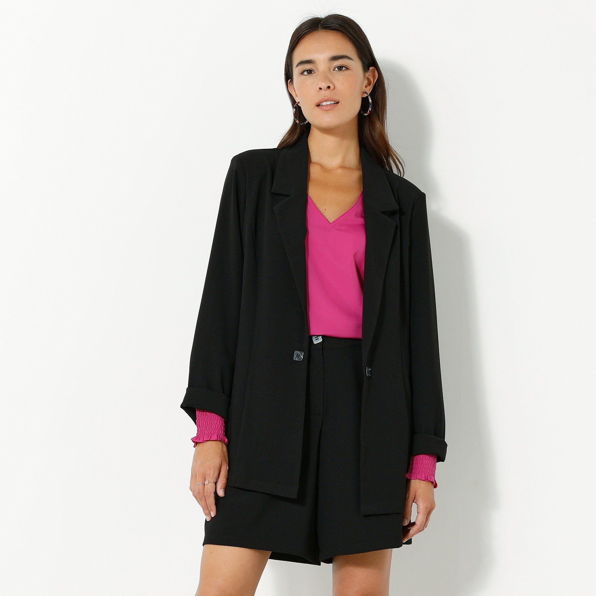 Veste blazer fluide manches longues noir Blancheporte