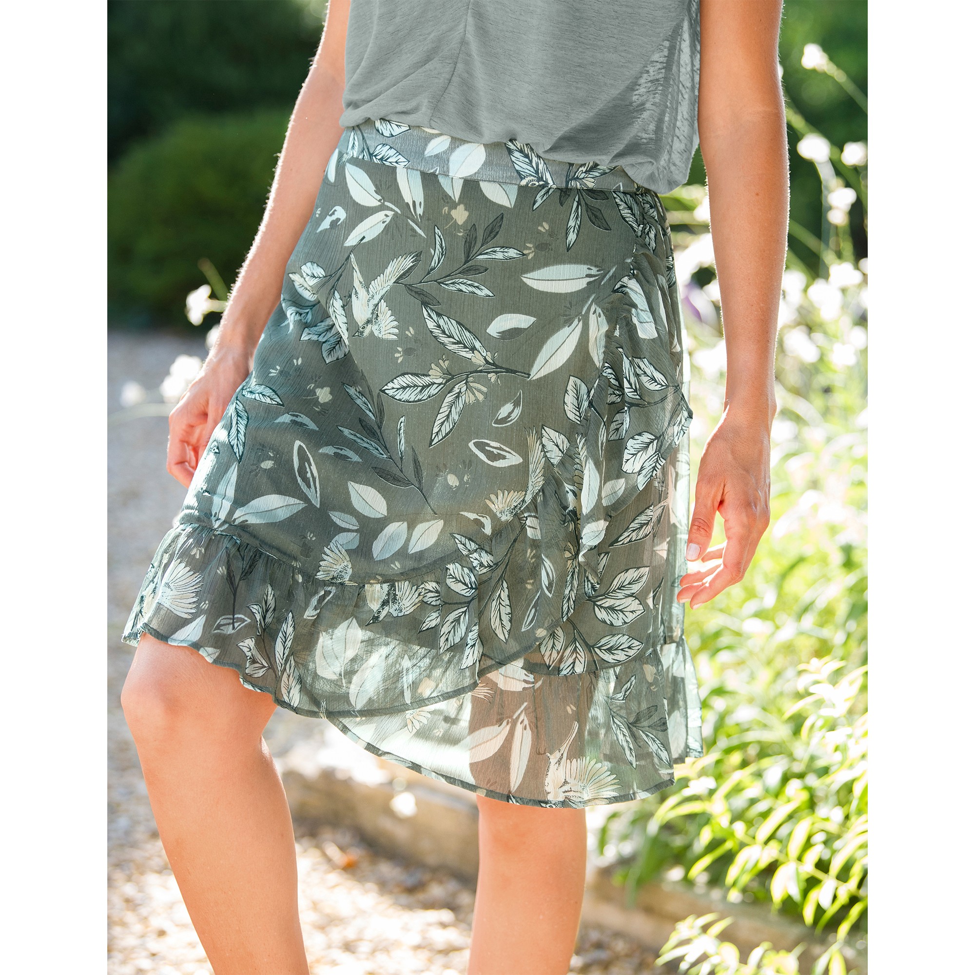 Jupe Volantée Effet Portefeuille, Voile Imprimé - Blancheporte