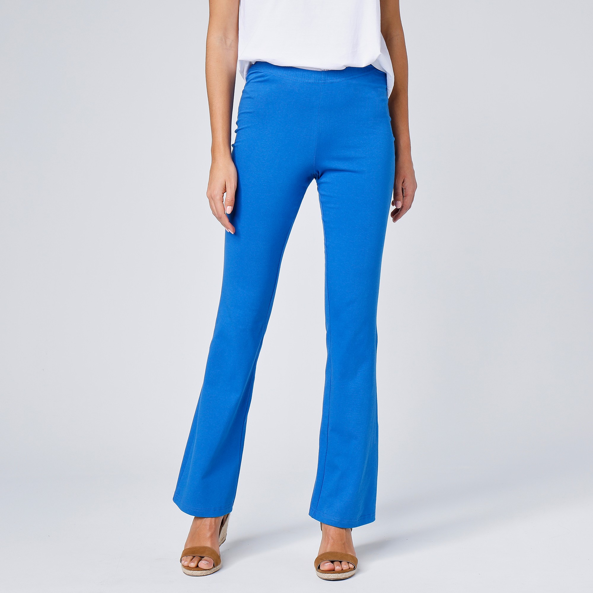 Legging Bootcut Uni, Taille Élastiquée - Lora Zellini