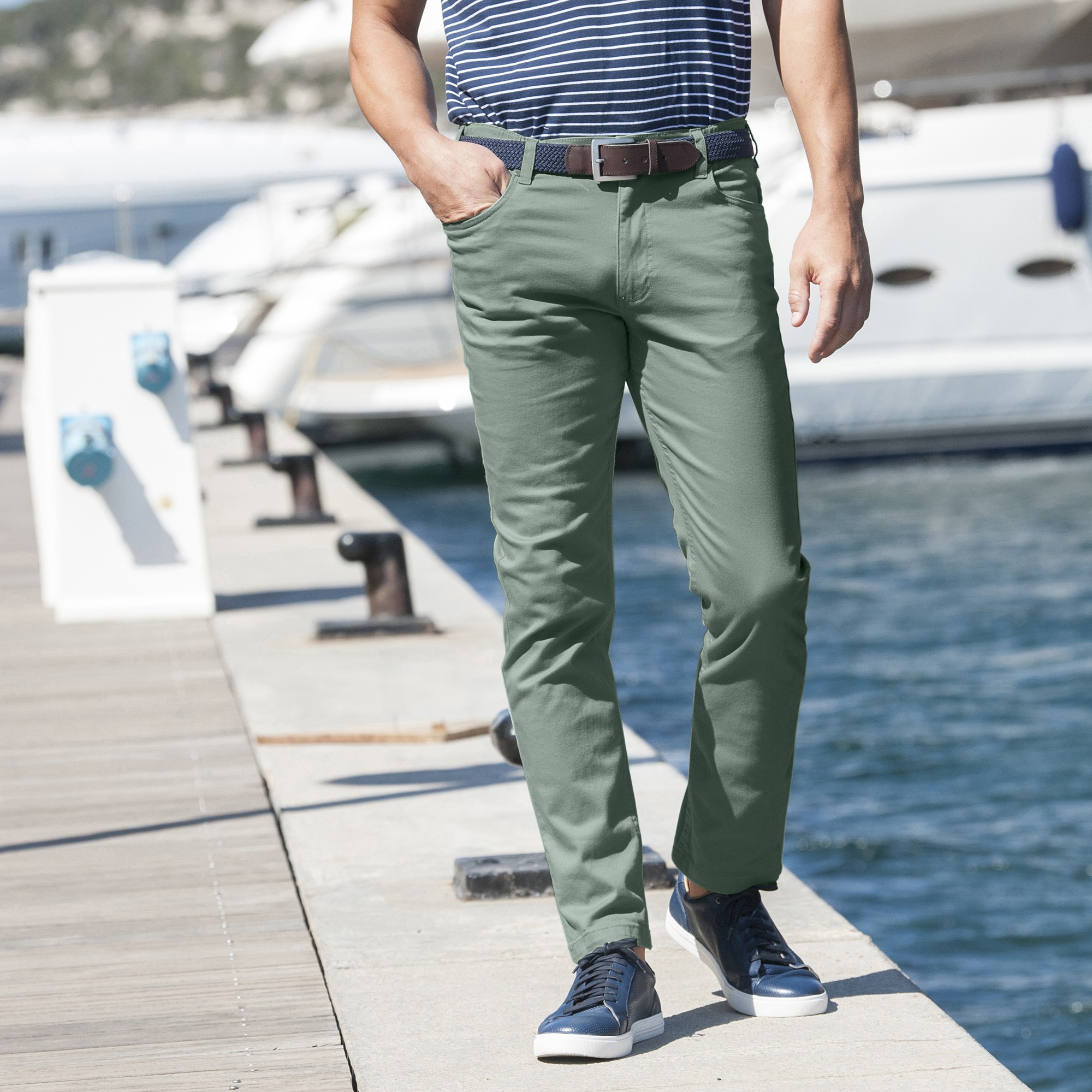 Pantalon Droit 5 Poches Twill Coton Extensible - Blancheporte