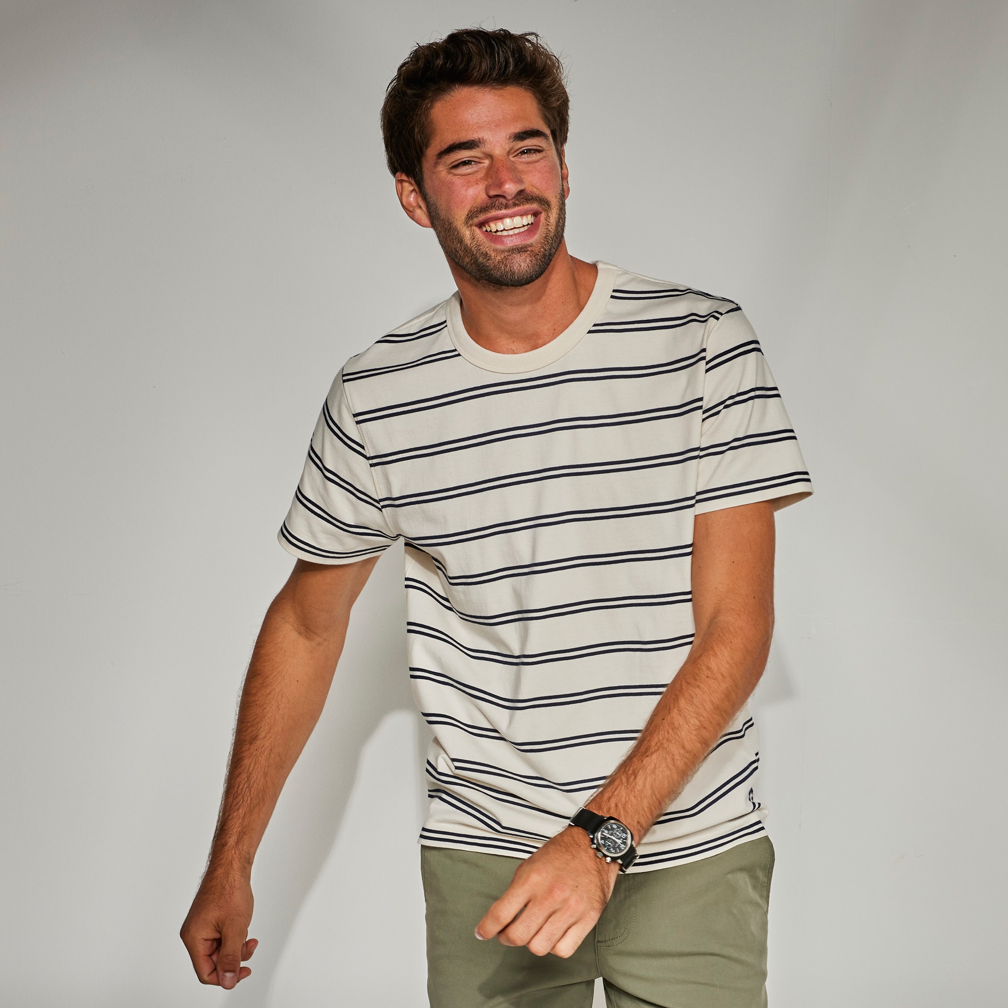 T-shirt Rayé Col Rond Manches Courtes - Coton Biologique - Blancheporte