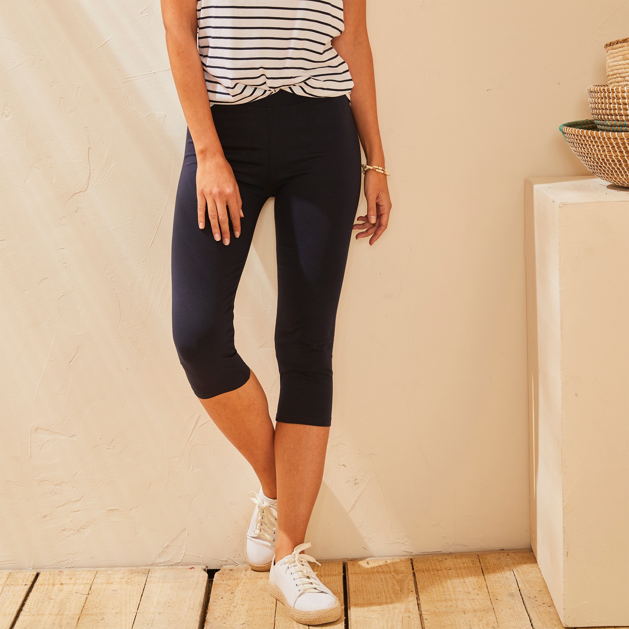 Legging Corsaire Uni Maille Stretch - Blancheporte