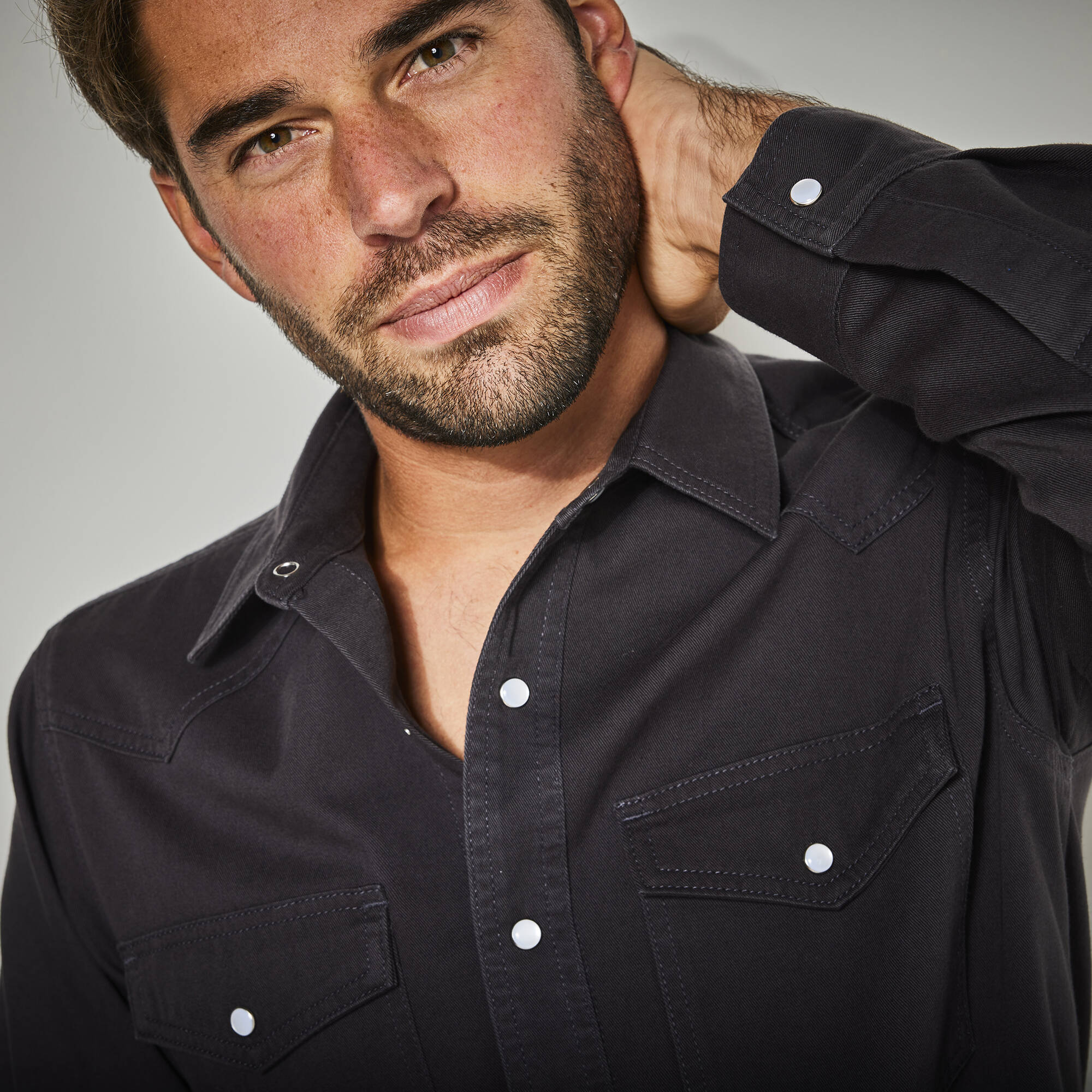 Chemise pressionne manches longues en jean - Blancheporte 33$