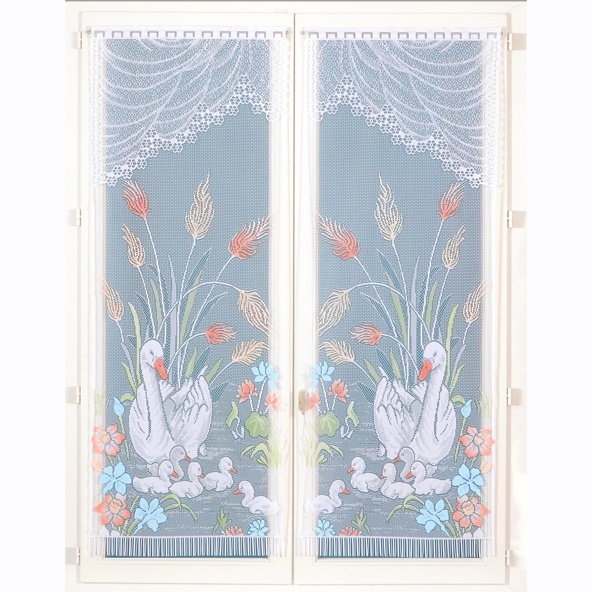 Vitrage Droit Motif Cygnes - Paire - Blancheporte