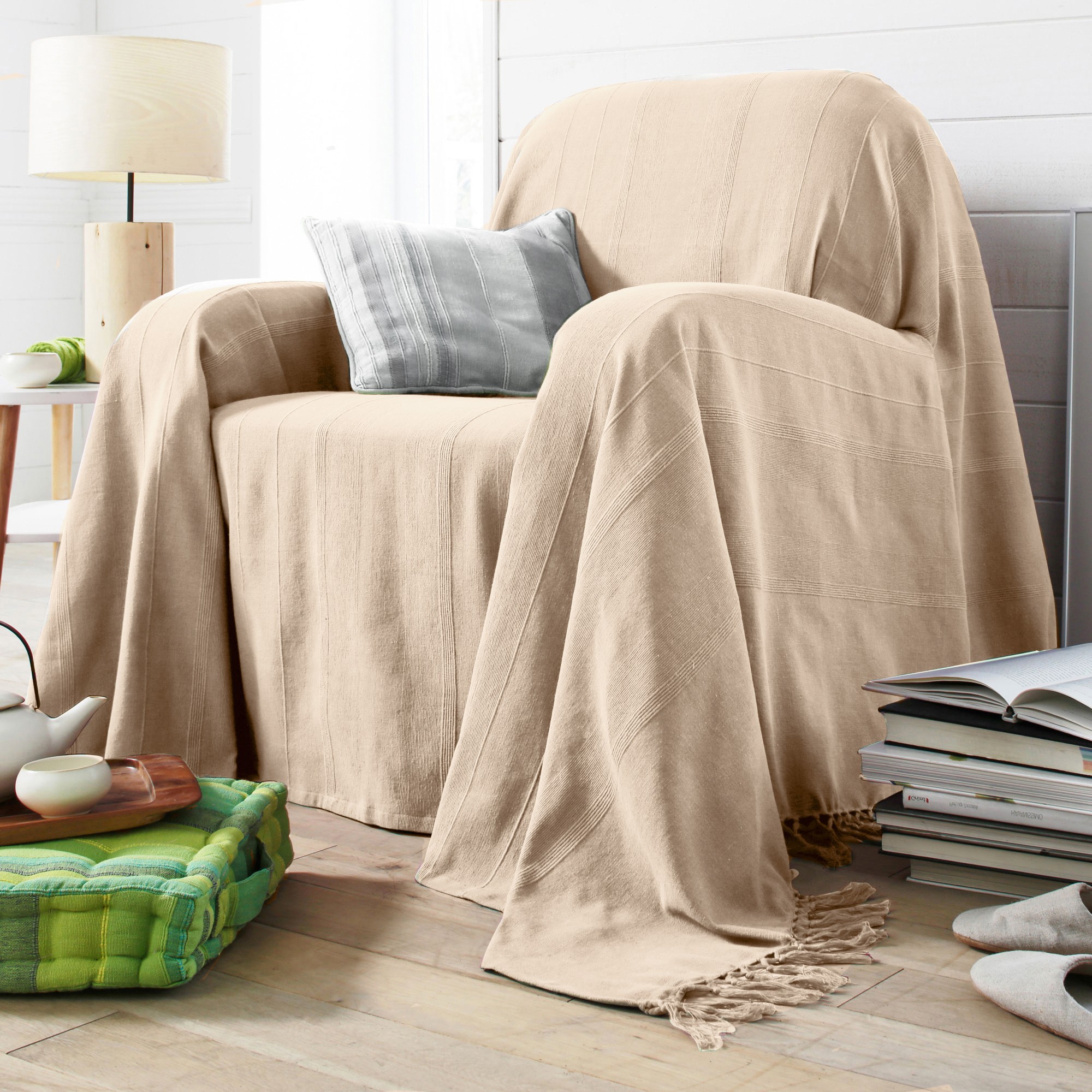 Plaid Ou Jeté Uni Coton Tissage Artisanal - Blancheporte