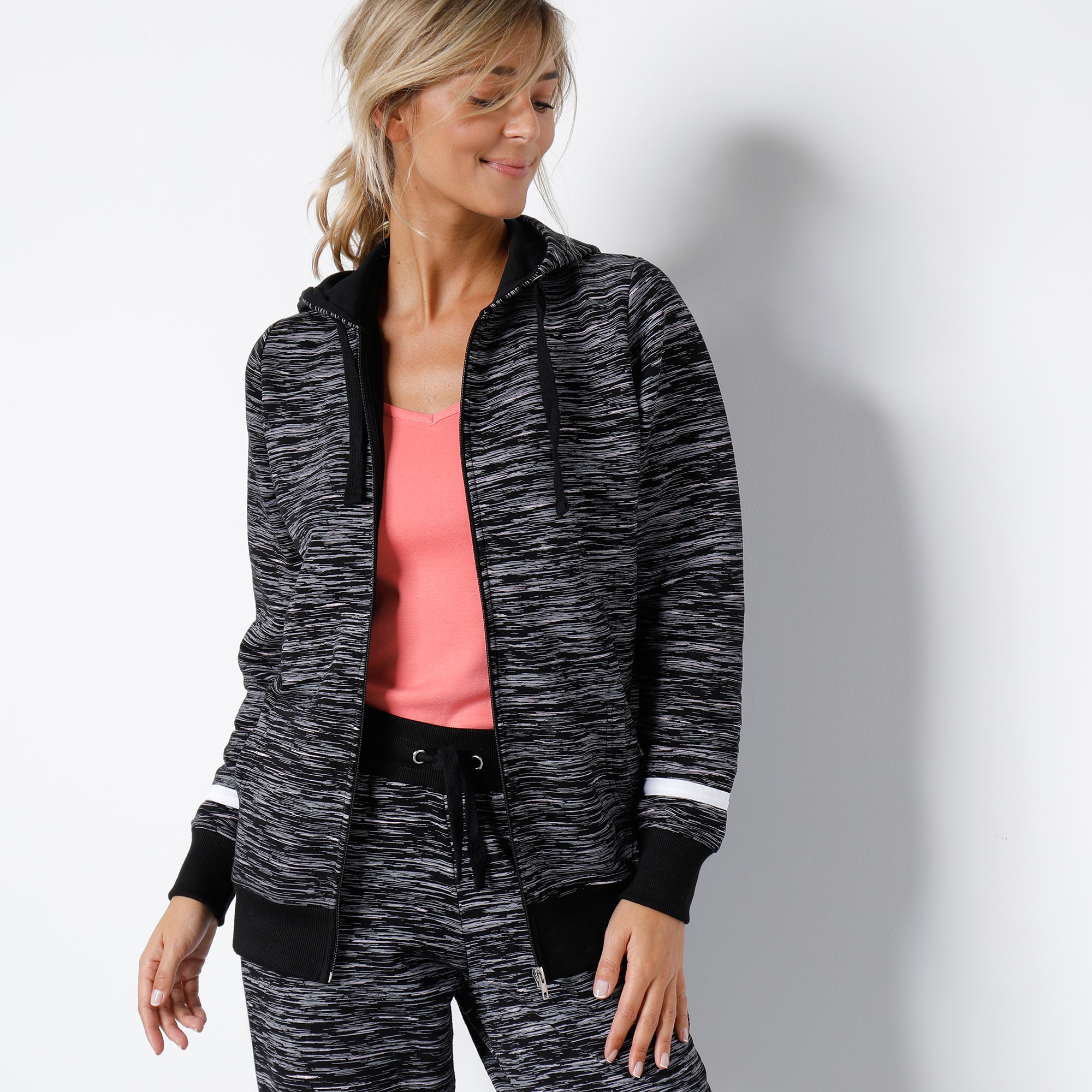 Veste Zippée Molleton Gratté Imprimé Chiné - Blancheporte