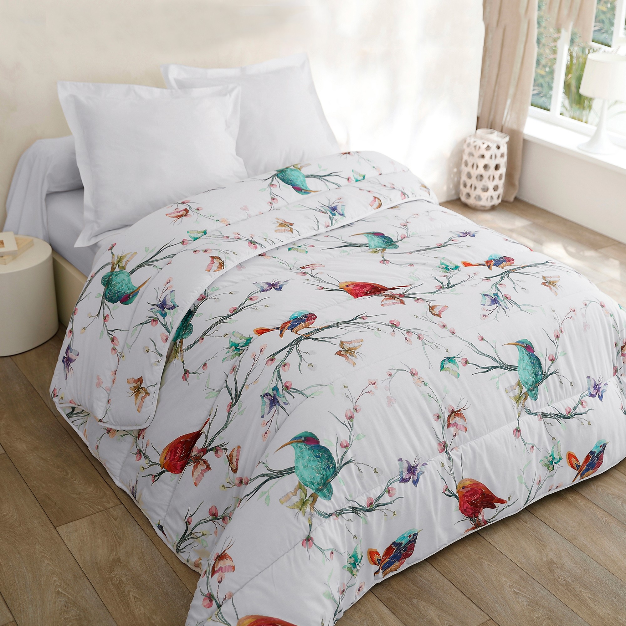 Couette Coton Imprimée Oiseaux 200 G/m2 - Blancheporte