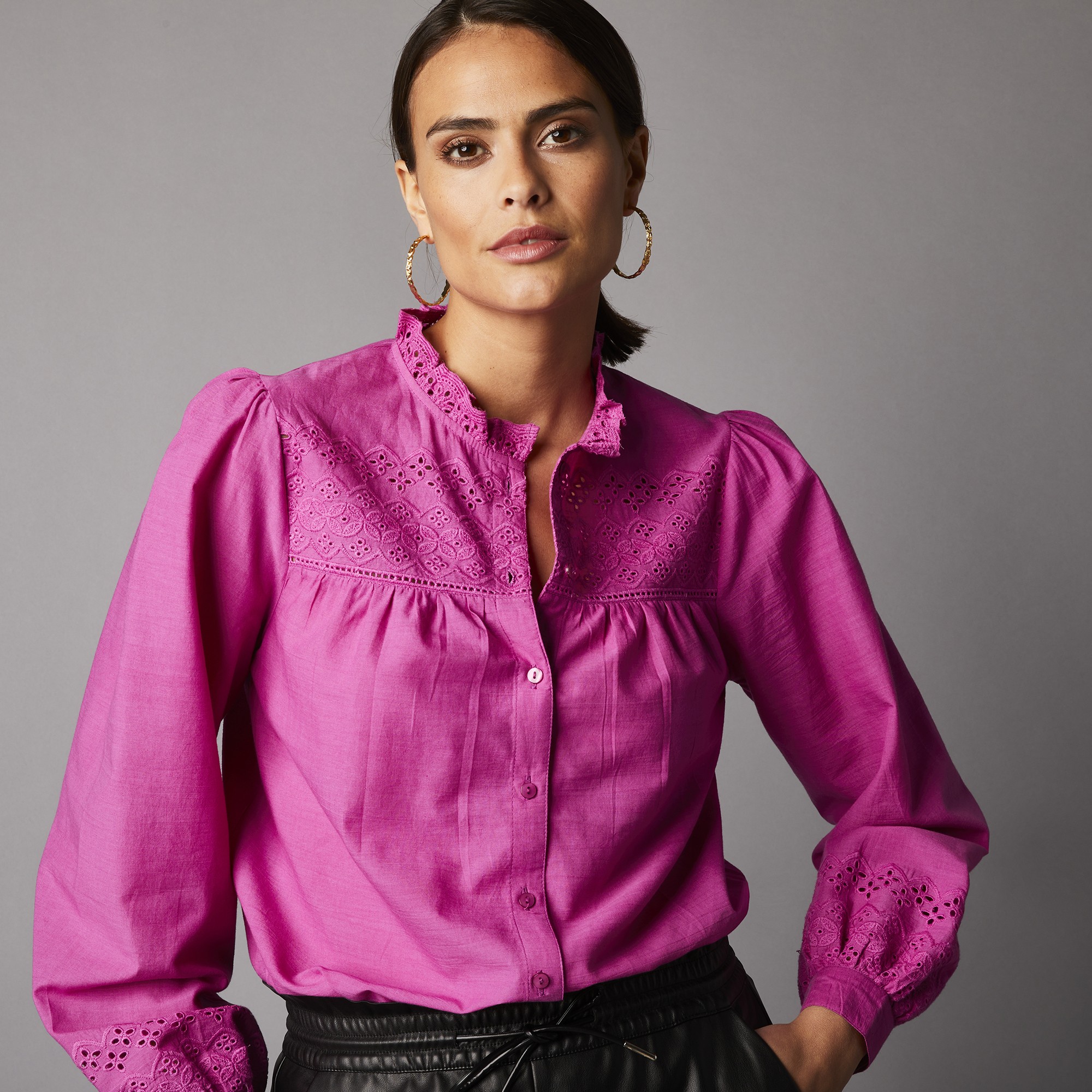 Chemisier Boutonné En Coton Et Broderie Anglaise - Blancheporte