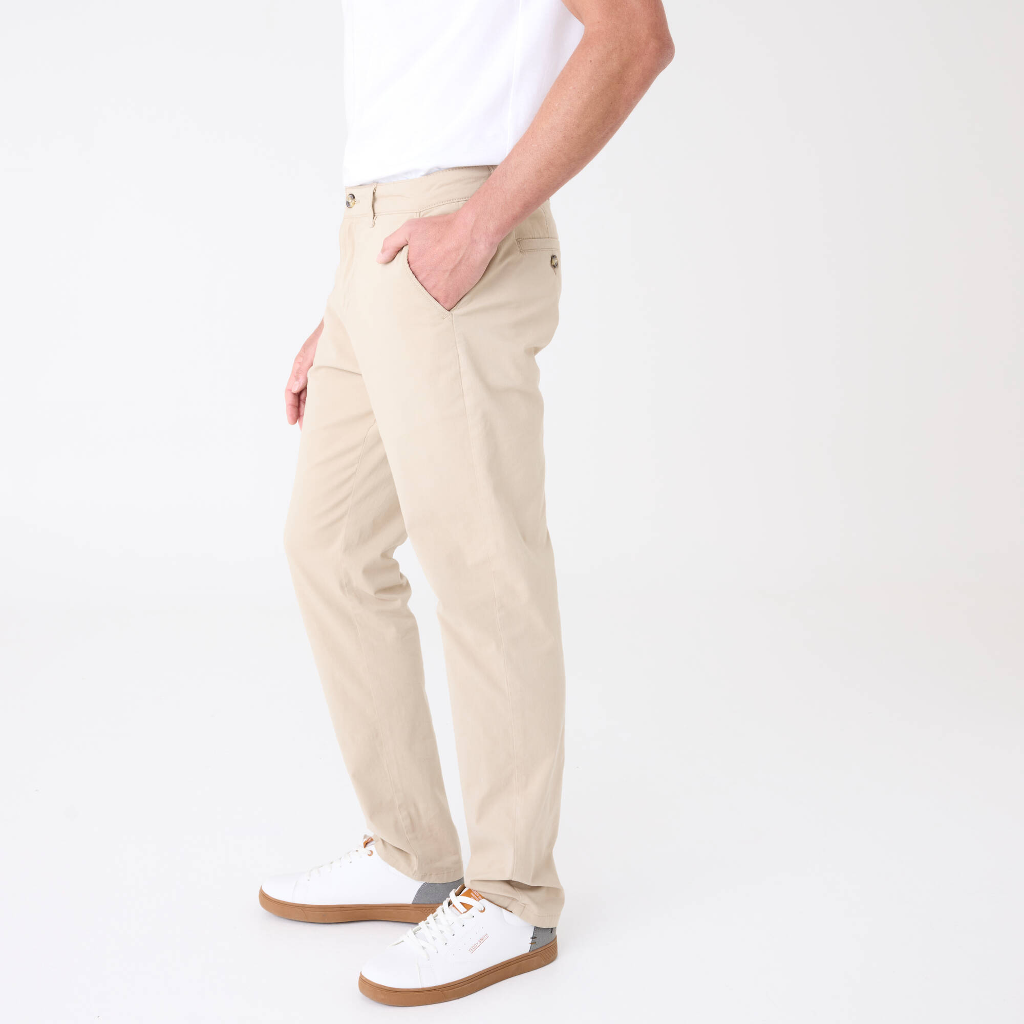 Pantalon chino ceinture arrondie sous le ventre, beige Blancheporte