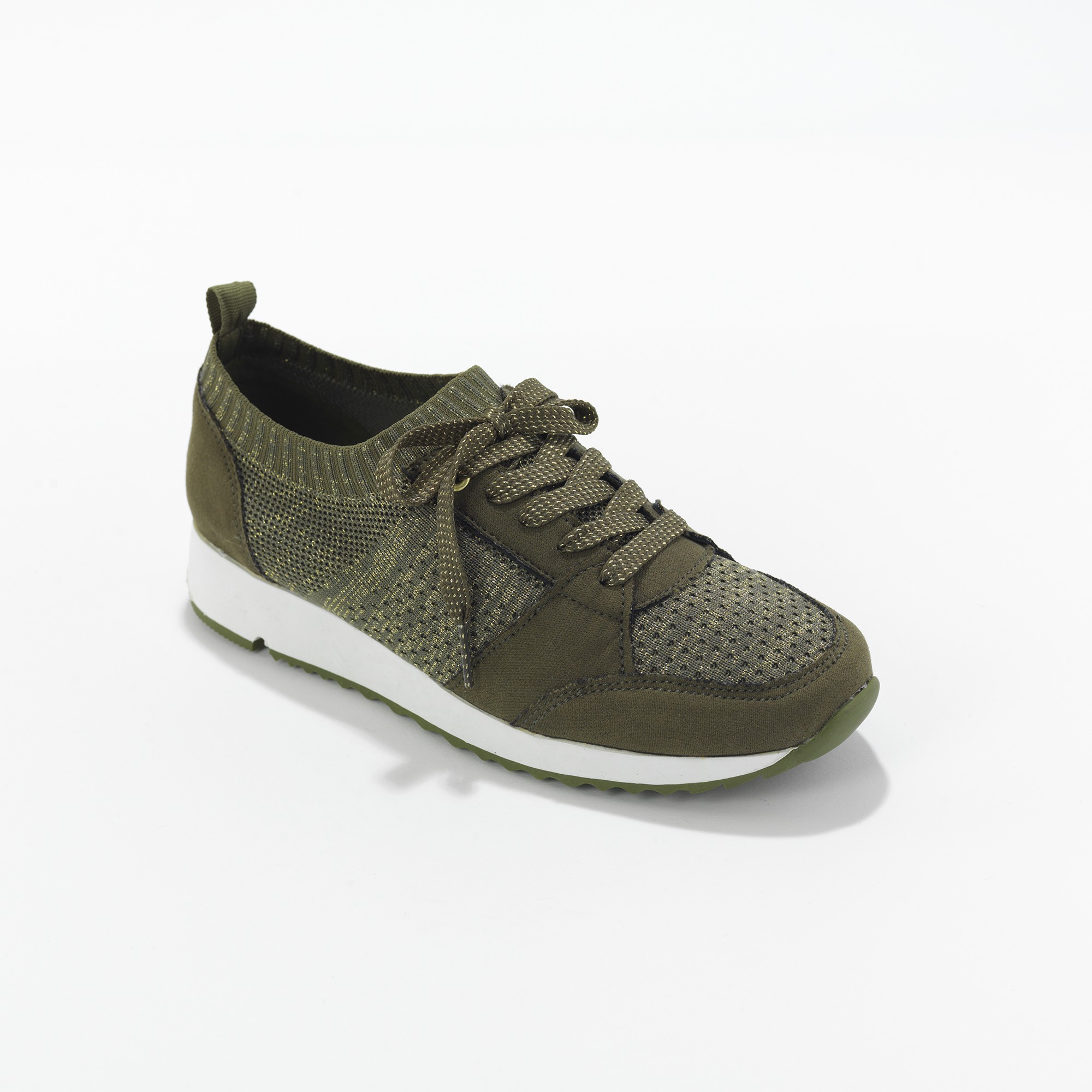 Baskets Compensées À Enfiler En Maille Irisée - Kaki - Blancheporte