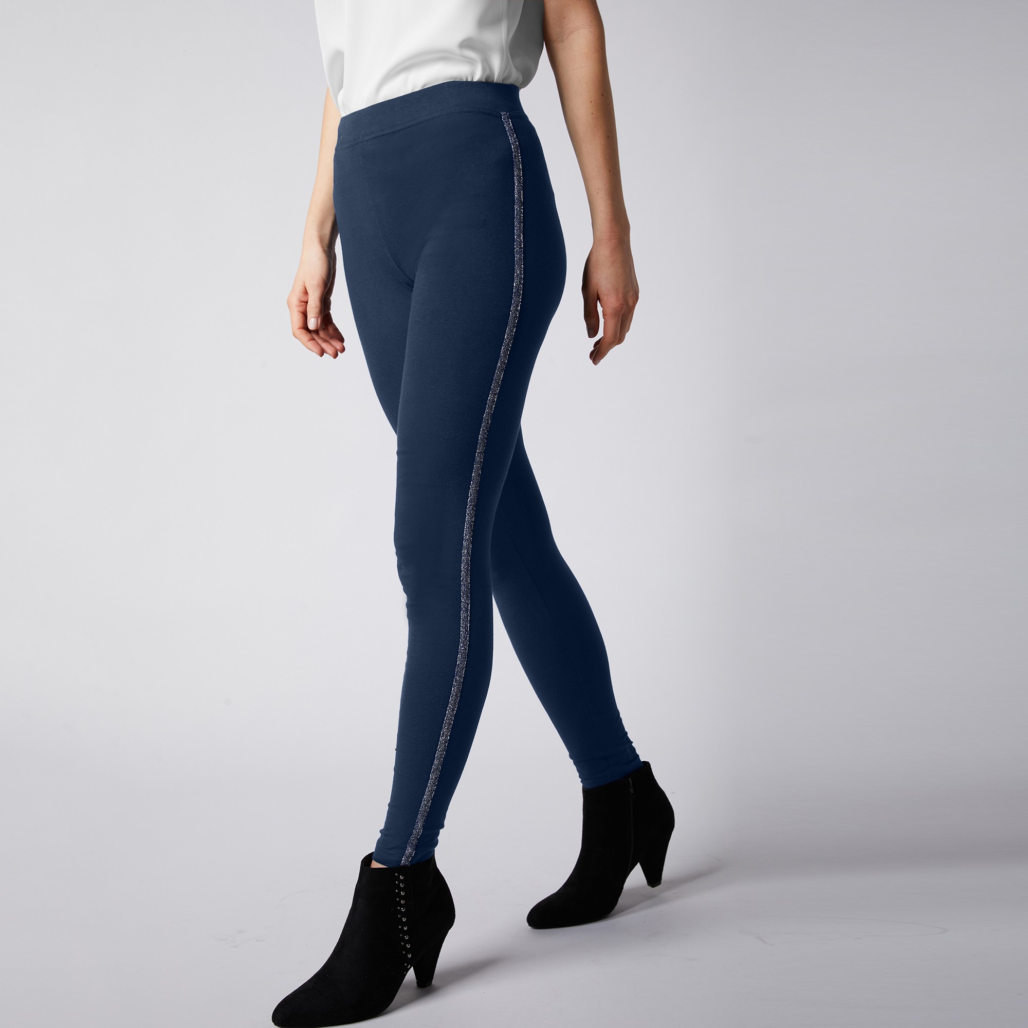 Legging Uni Bande Côté Brillante, Maille - Blancheporte