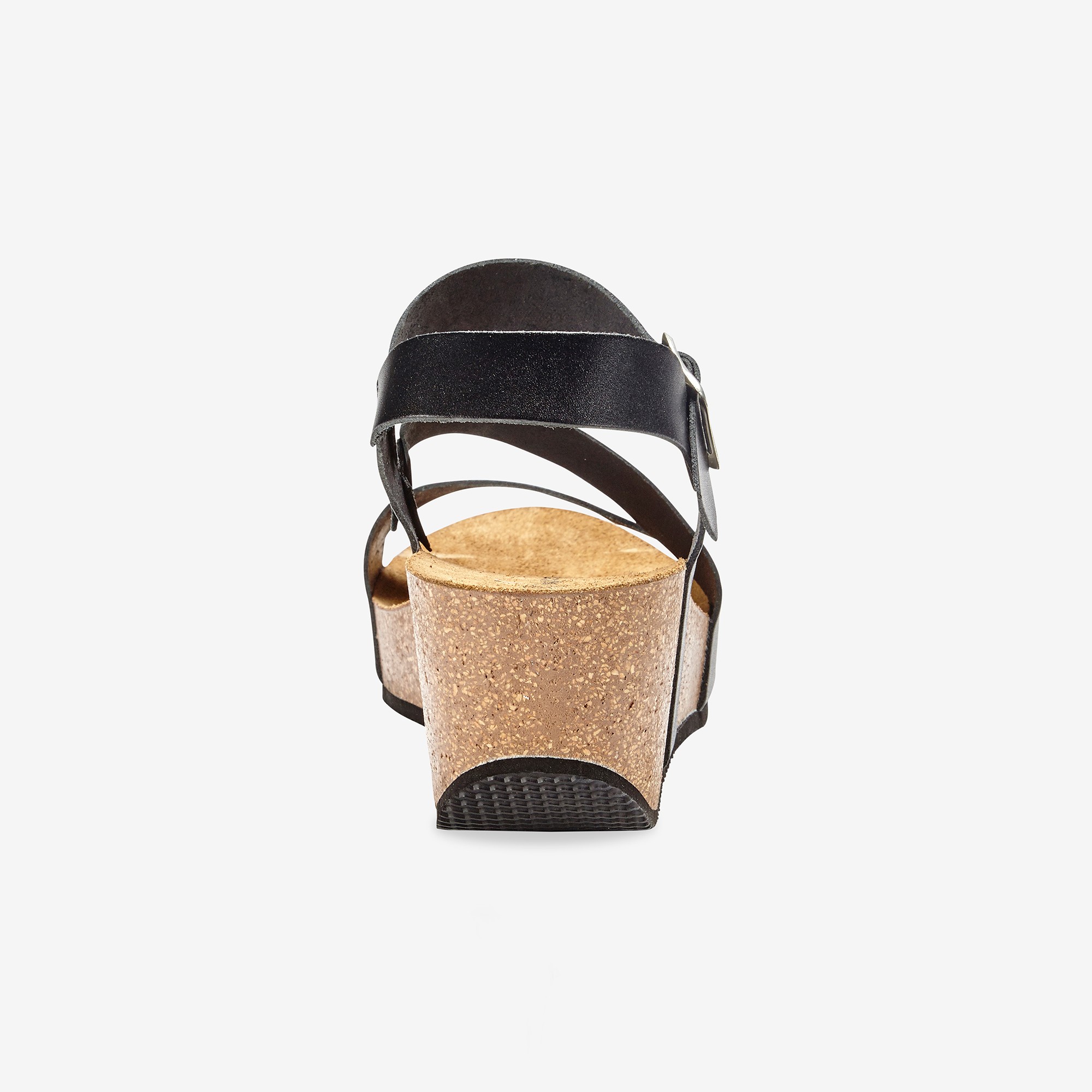 Sandales compensees cuir semelle liege noir noir Blancheporte
