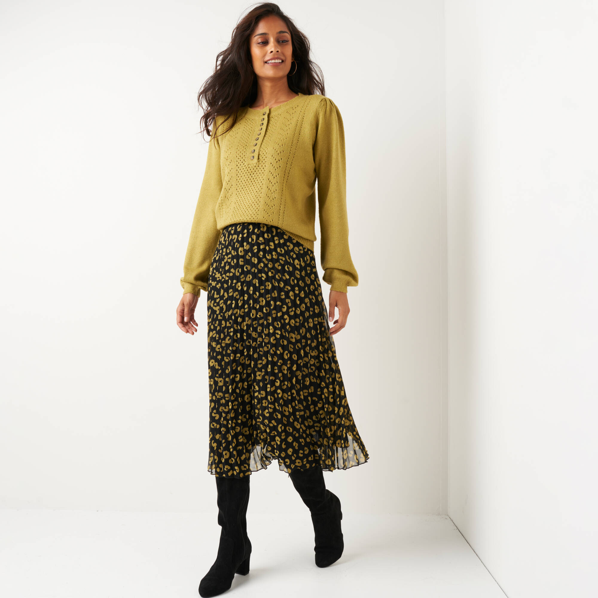 Pull ajour col tunisien boutonn - Blancheporte 21 €