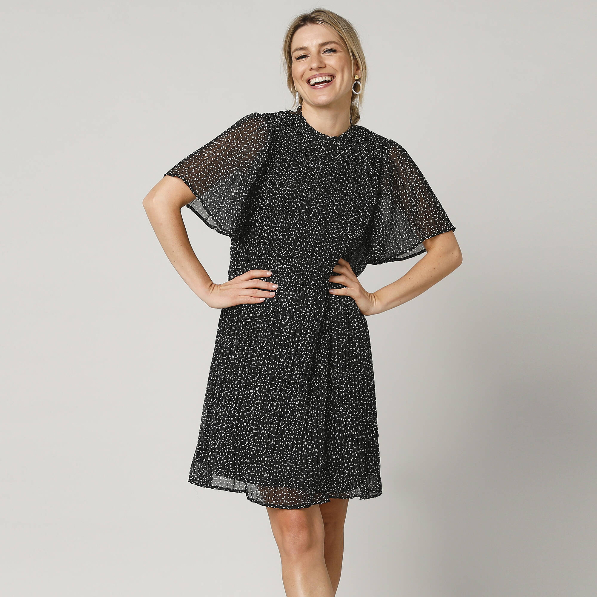 Robe Vintage Années 50 à Pois Et Col Noué - Style Rétro Pour Occasion Cocktail