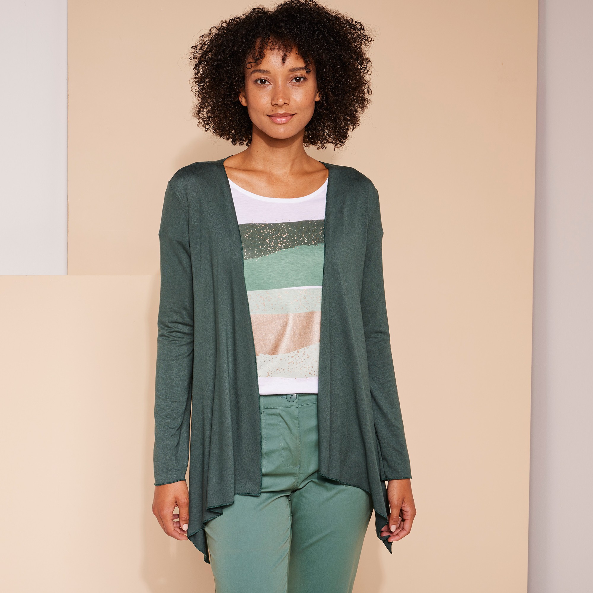 Gilet a pans manches longues maille fluide