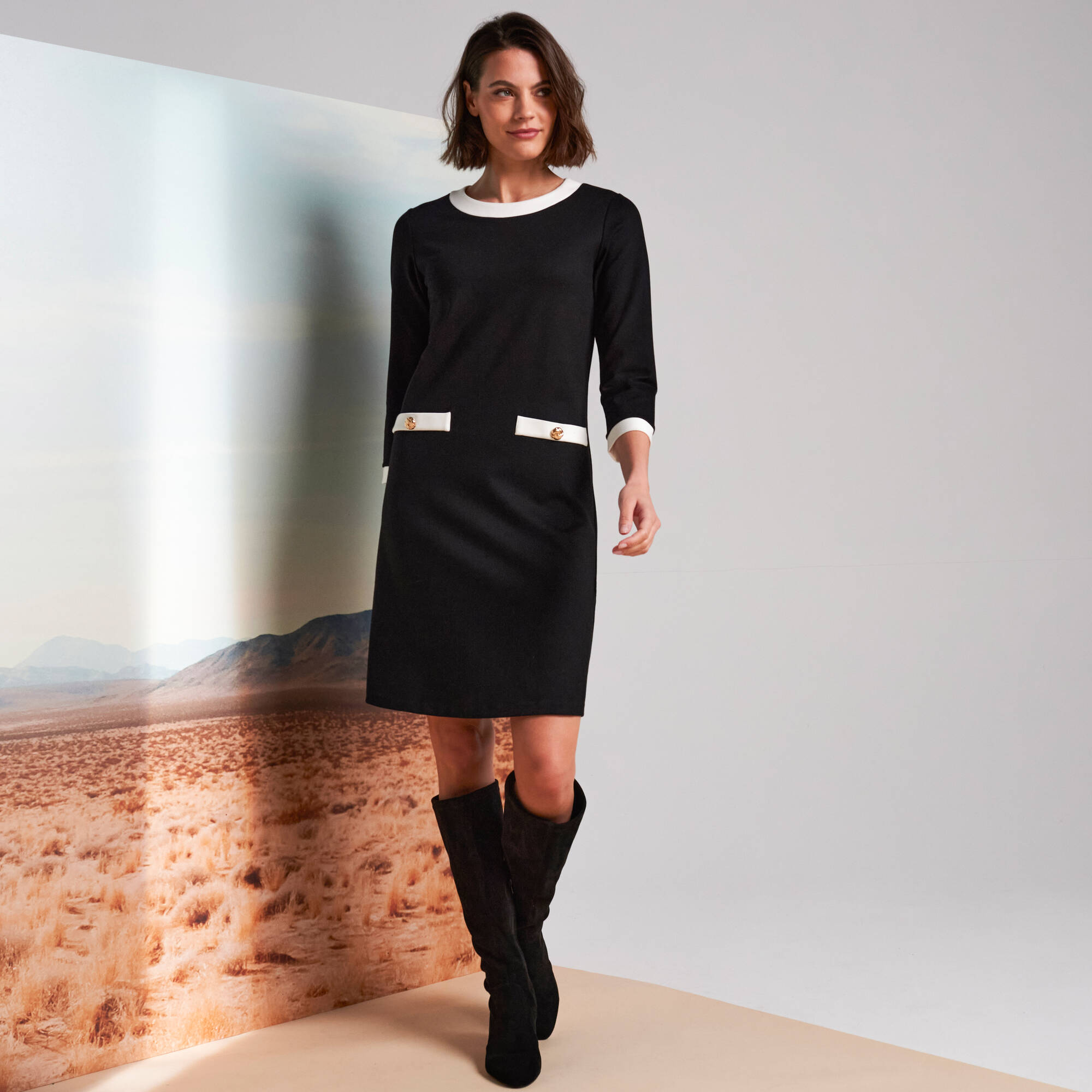 Robe bicolore, maille milano