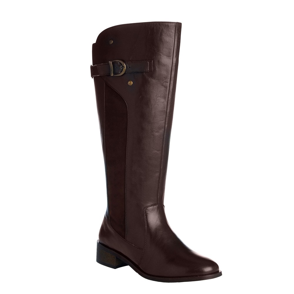 Bottes cavali res cuir mollets r glables marron Blancheporte