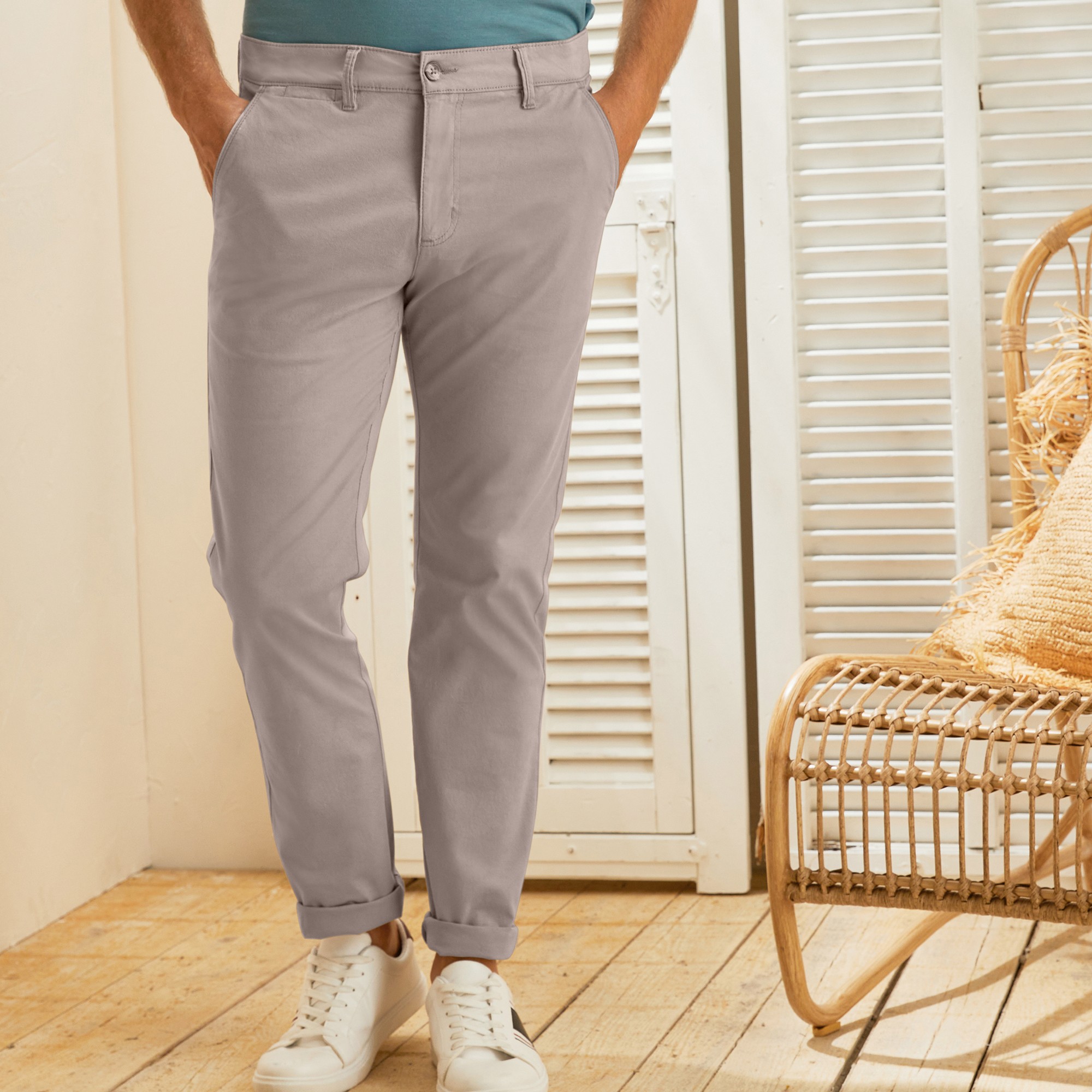 Pantalon Chino Uni Sergé Stretch Grand Confort - Blancheporte