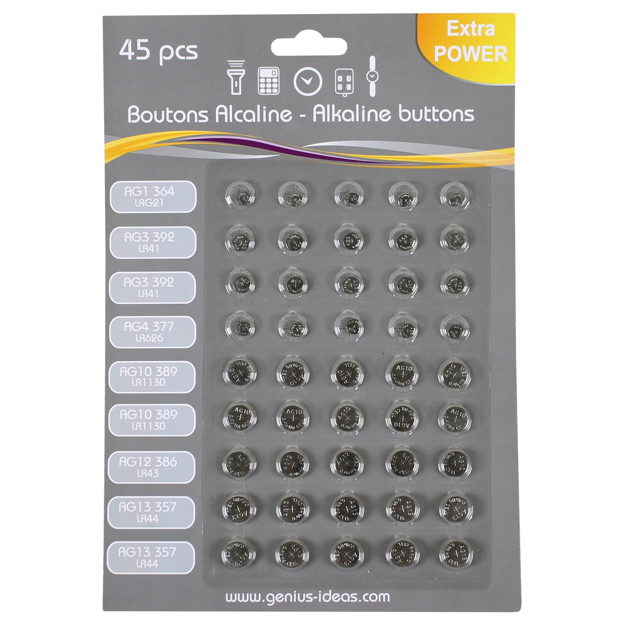 Piles Boutons Alcalines - Lot De 45 - Blancheporte