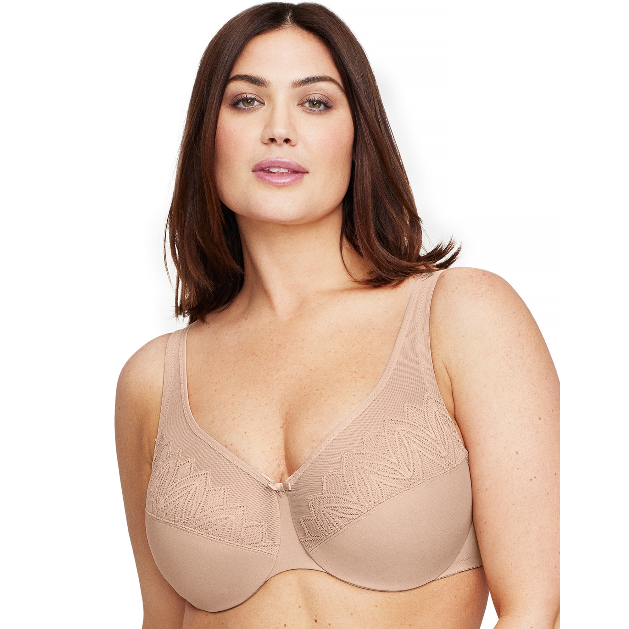 Soutien-gorge dentelle grand maintien Wonderwire - avec armatures. - 120G - Beige - Glamorise