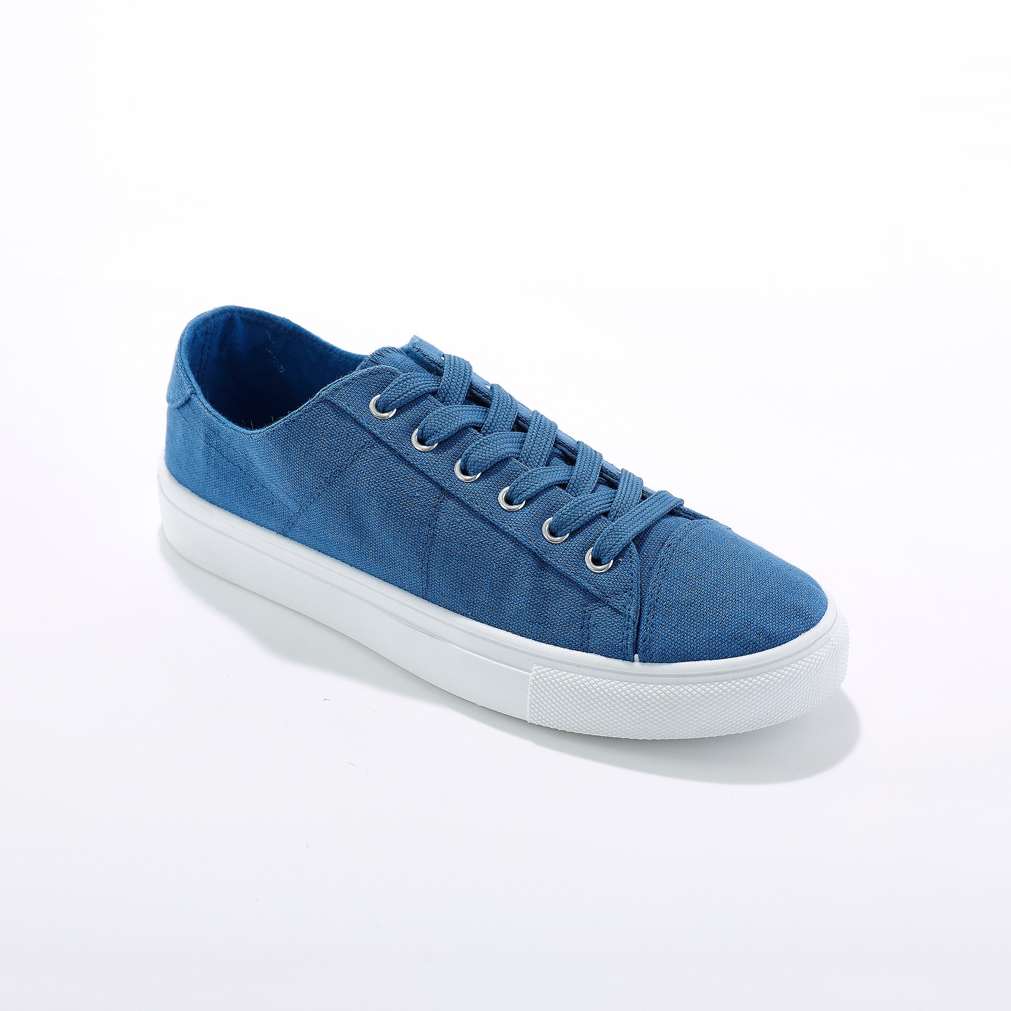 Tennis Lacées En Toile À Semelle Plateforme Compensée - Blancheporte