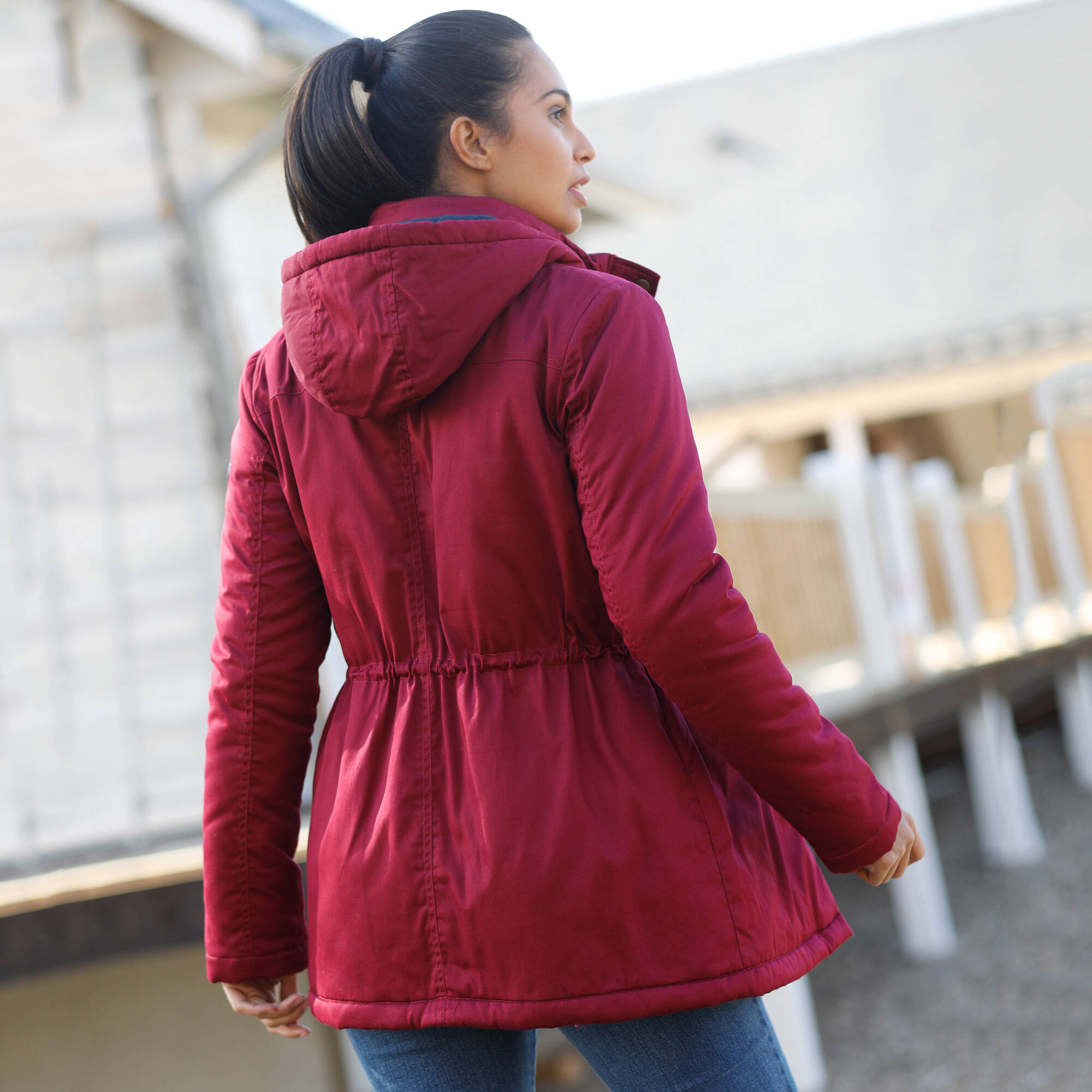Parka deperlante doublee maille polaire prune Blancheporte