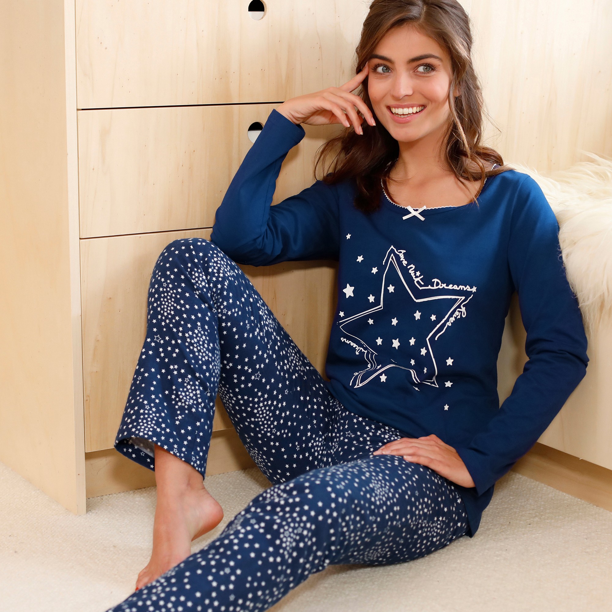 Jersey Coton Blacheporte Femme Vêtements Sous-vêtements vêtements de nuit Pyjamas Étoiles Pantalon Uni 